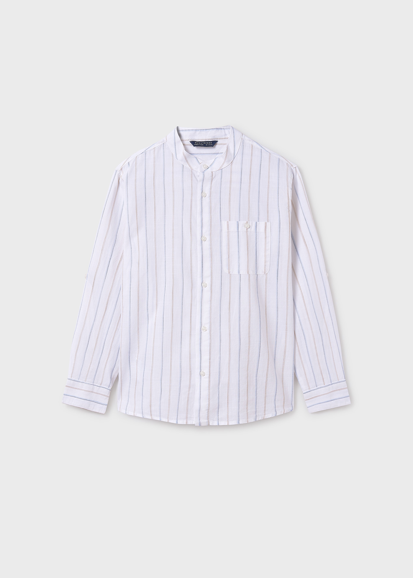 Boy Long Sleeve Band-Collar Shirt