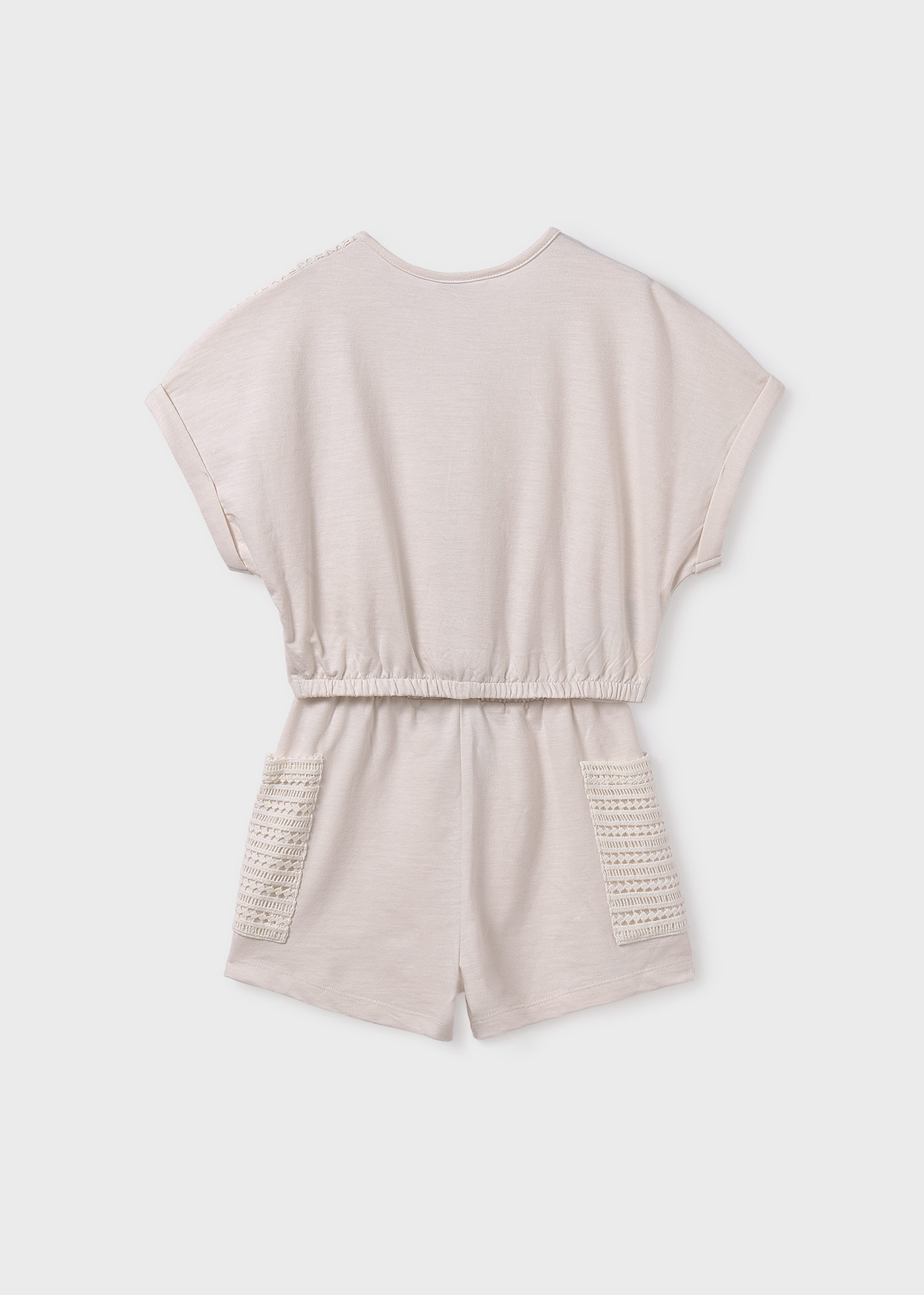 Комплект къс панталон и тениска с възел за момиче