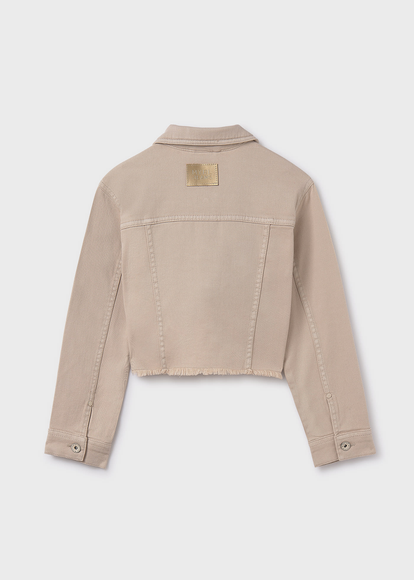 Girl Twill Jacket with Frayed Hem