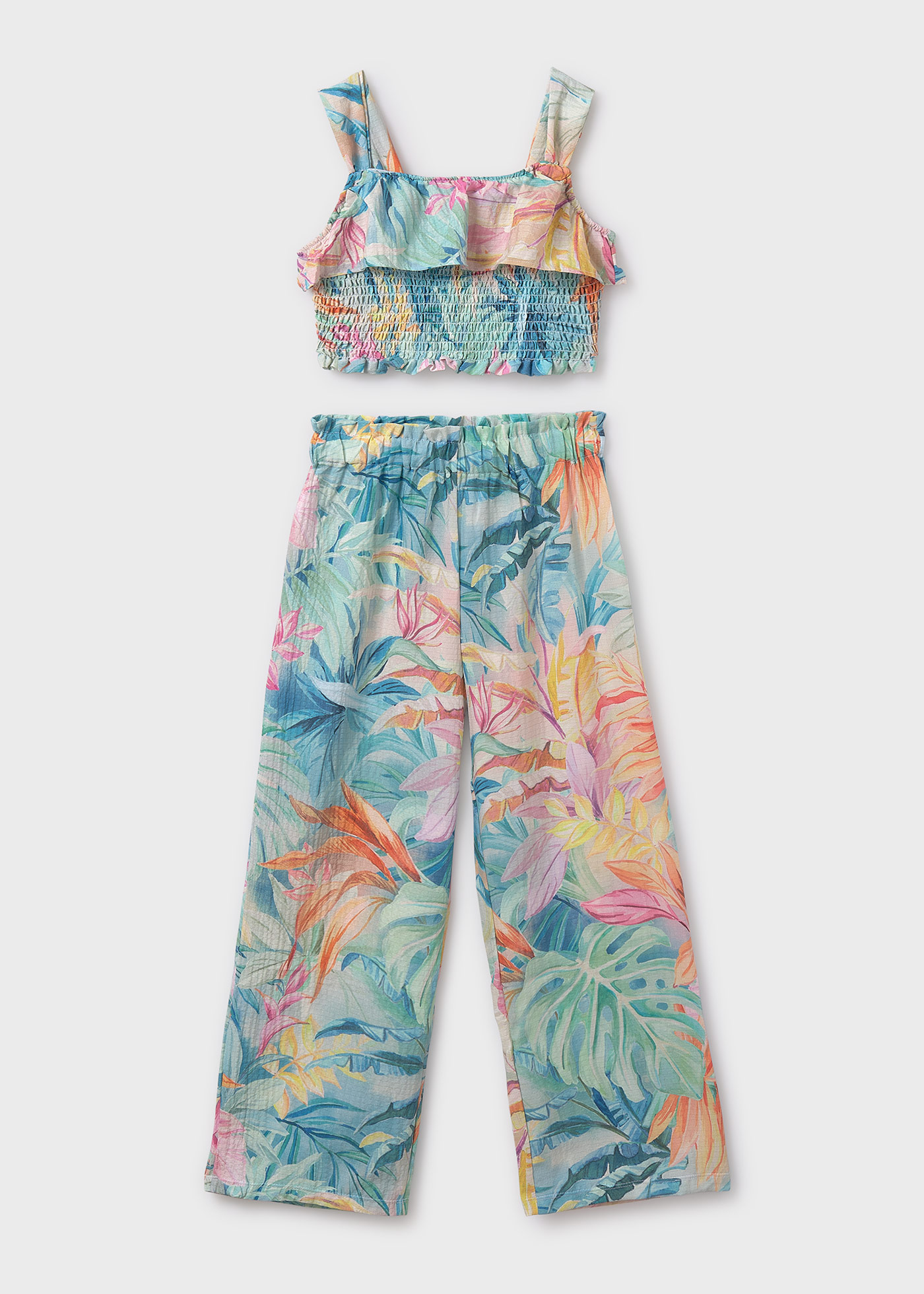 Completo pantalone stampato e top ragazza