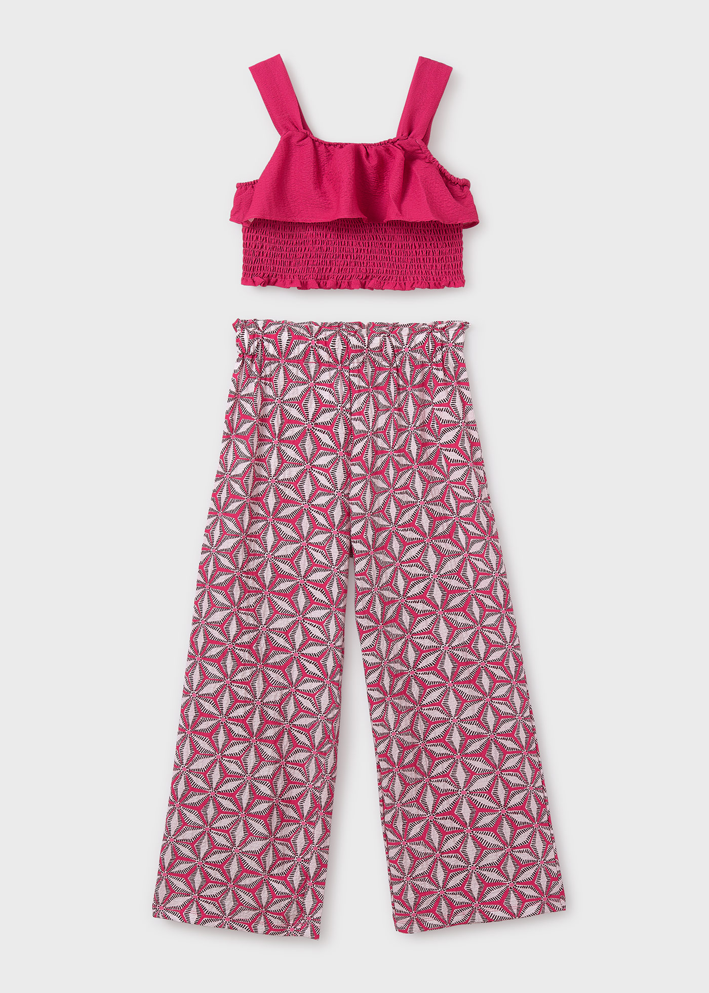 Completo pantalone stampato e top ragazza