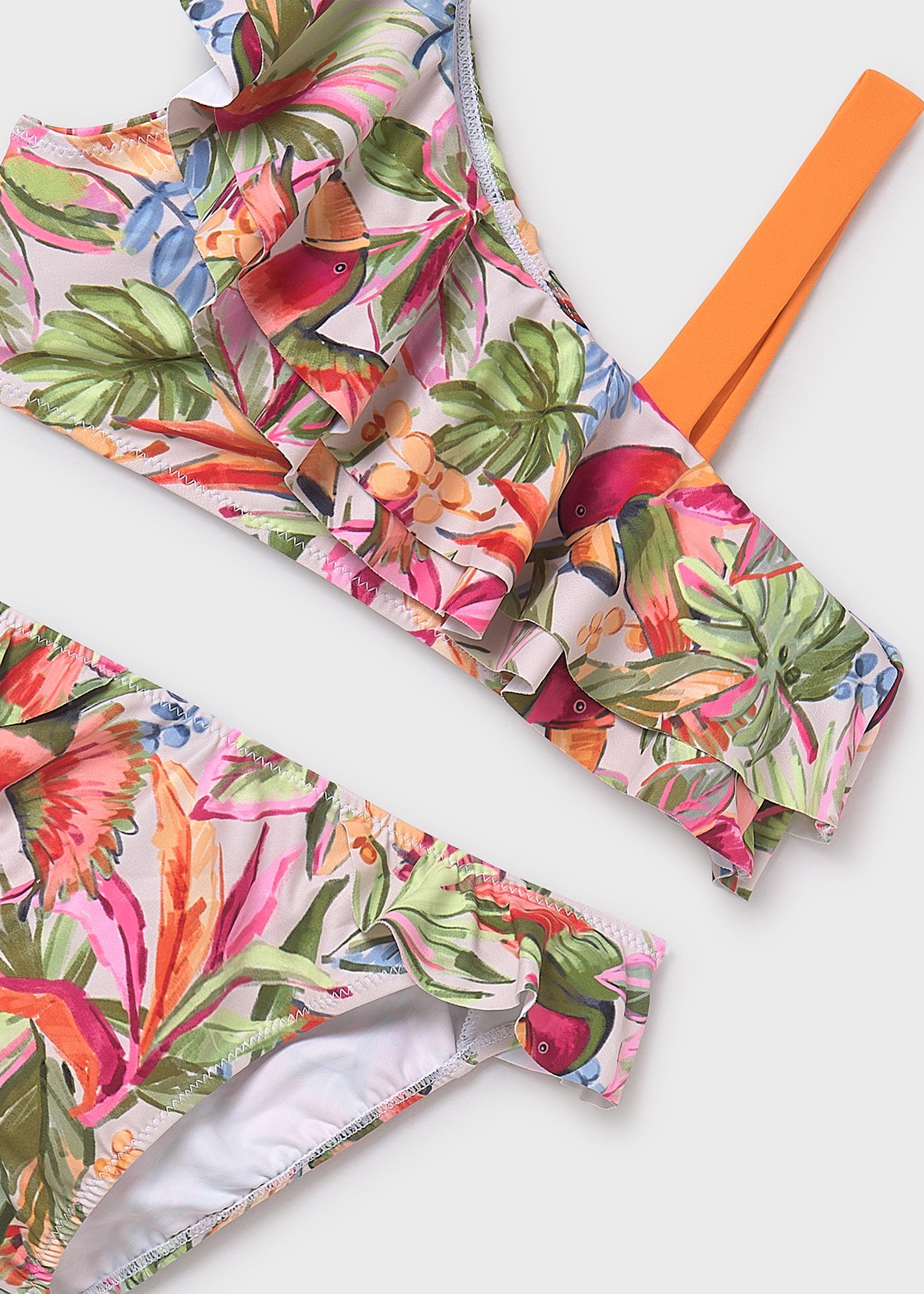 Bikini ze wzorem z falbanką dla dziewczynki