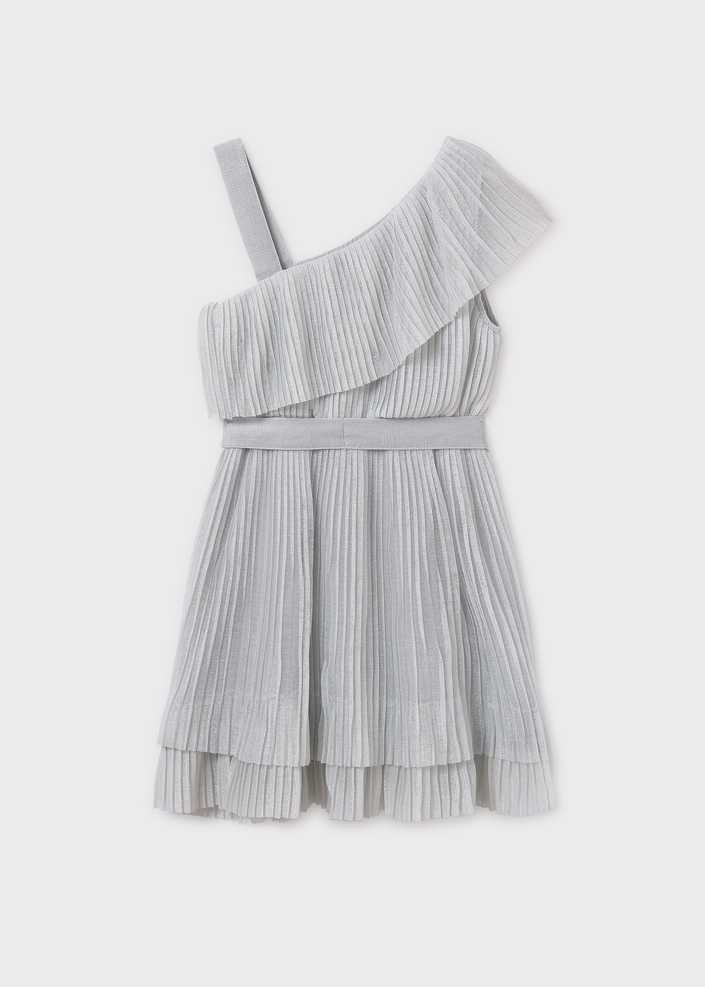 Girl asymmetric pleated dress