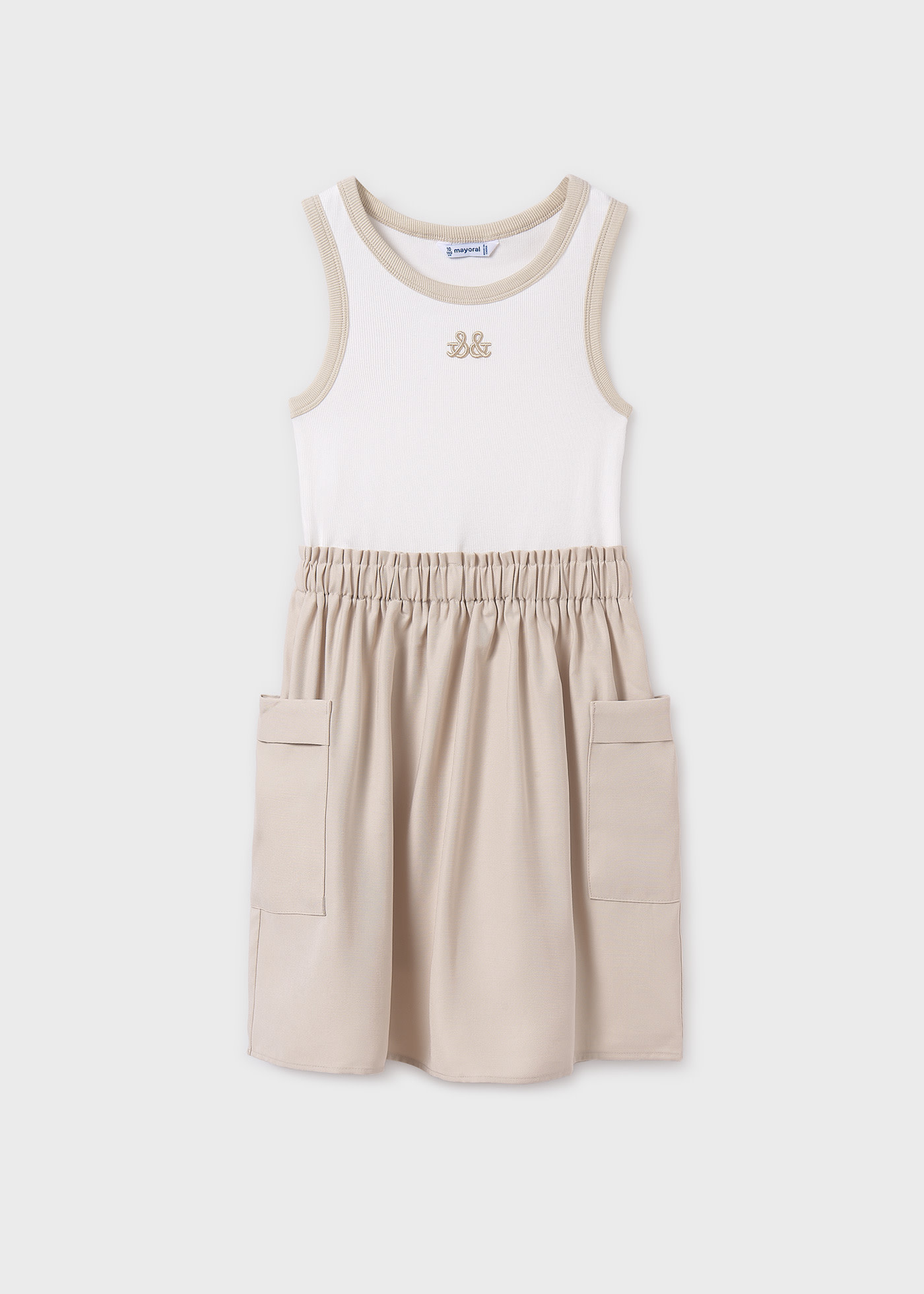 Girl Mixed Fabric Cargo Dress