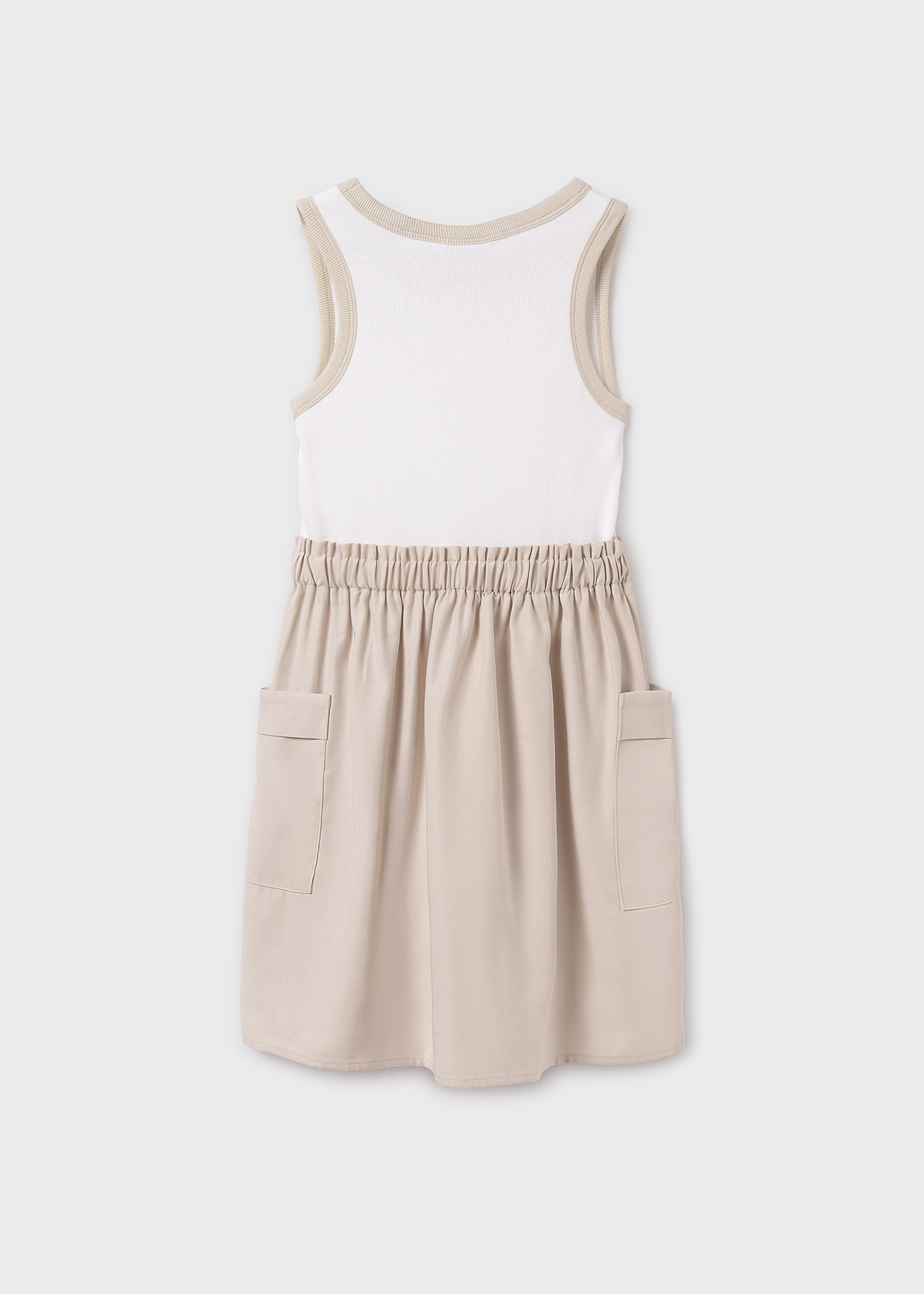 Girl Mixed Fabric Cargo Dress