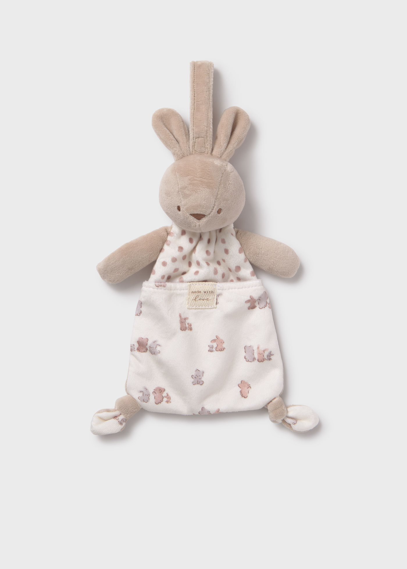 Baby soft toy with dummy holder