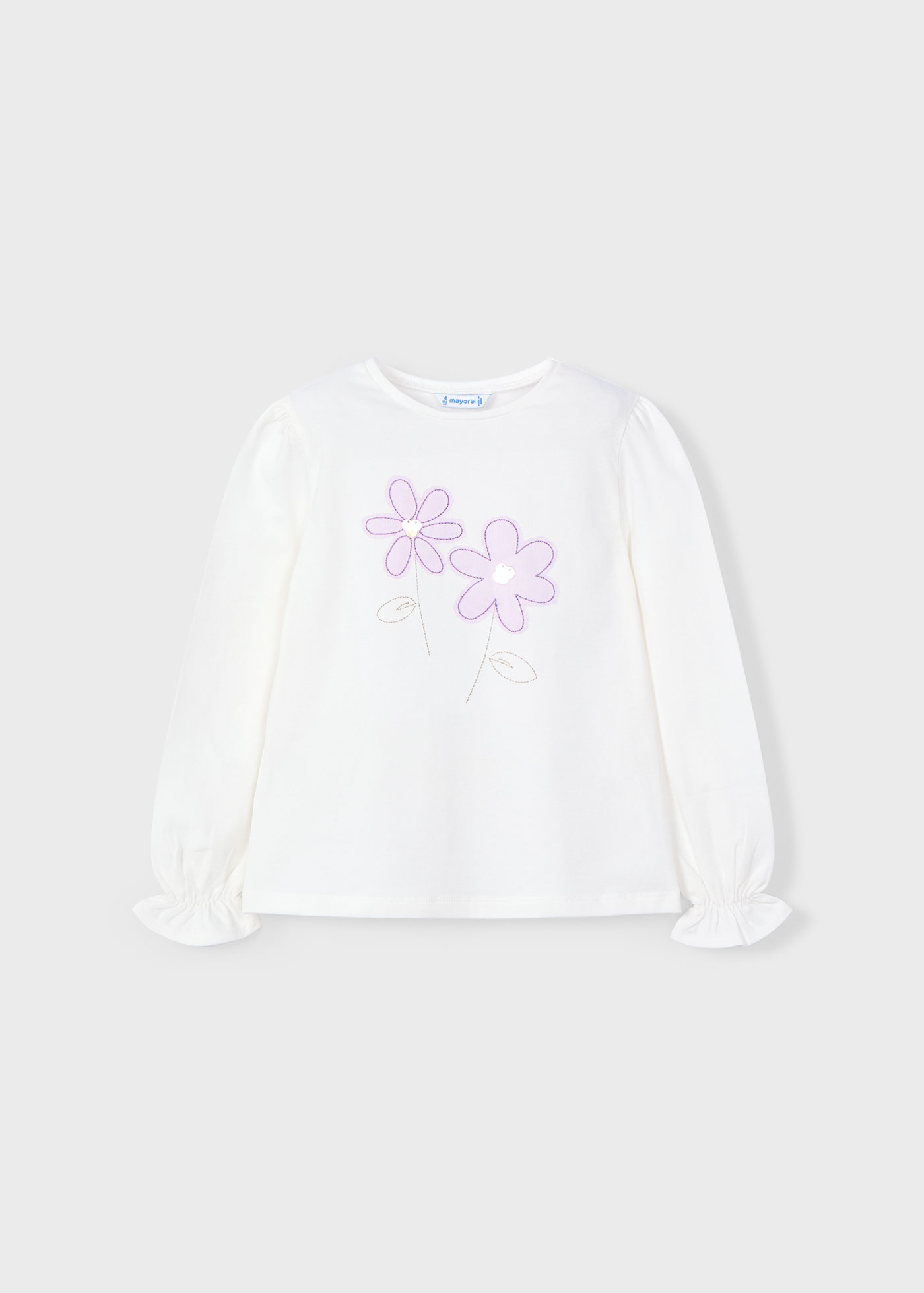 Maglietta applicazione fiori bambina