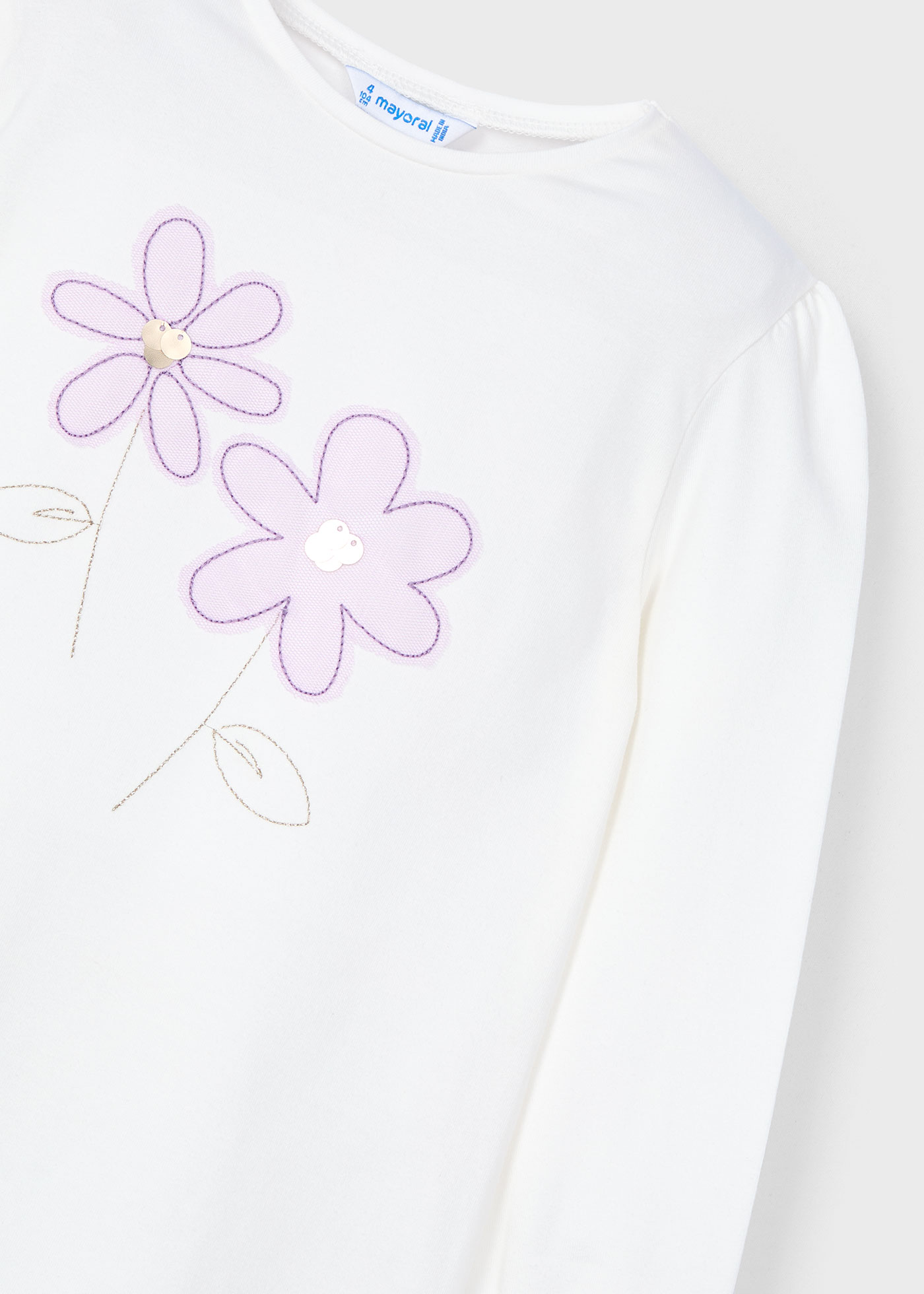 Maglietta applicazione fiori bambina