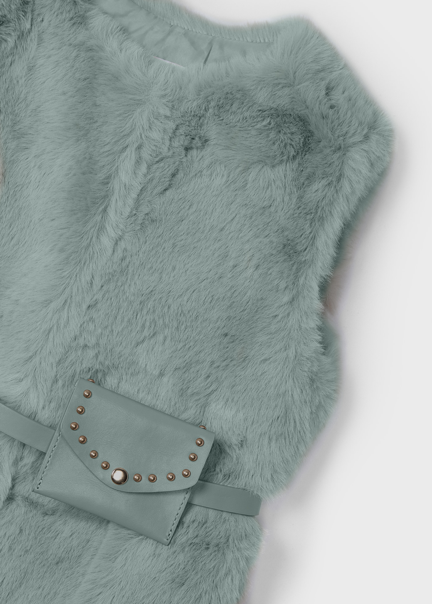 Girl Faux Fur Vest with Belt