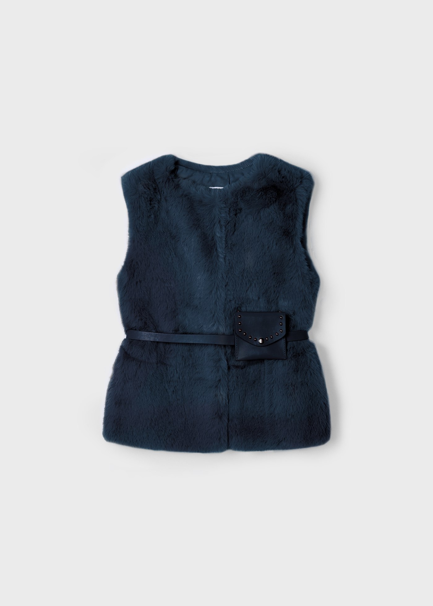 Gilet en fourrure avec ceinture fille