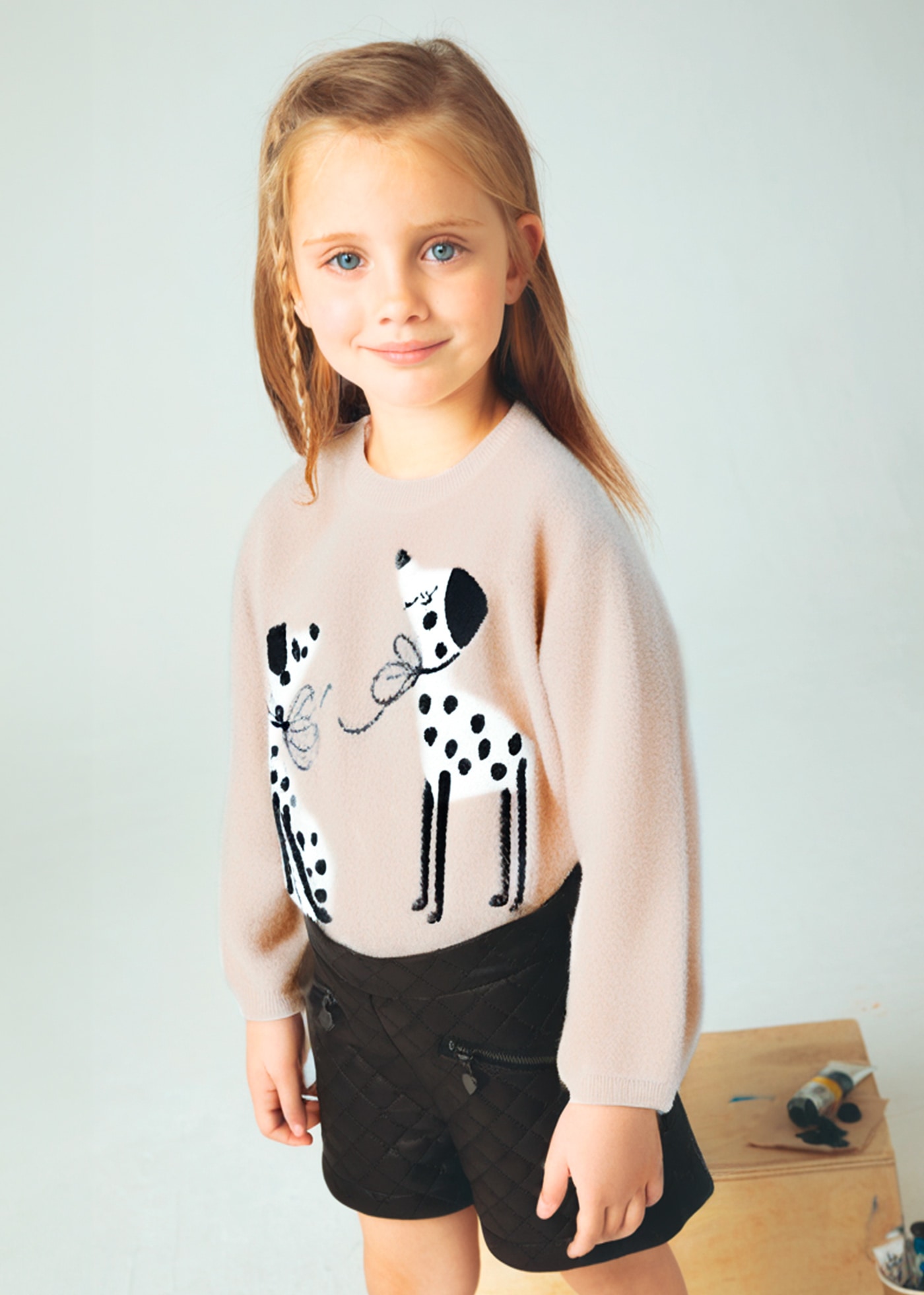 Girl Intarsia Puppy Jumper