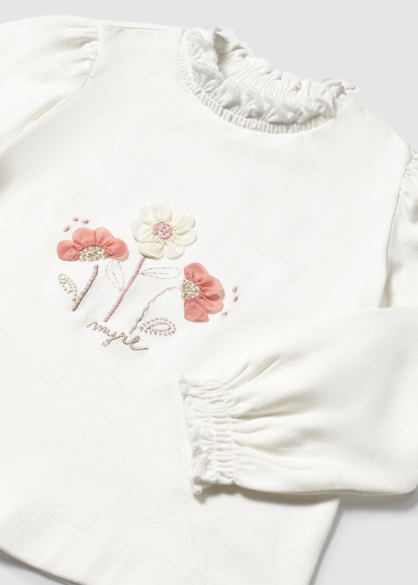 Tricou pe gat flori bebe