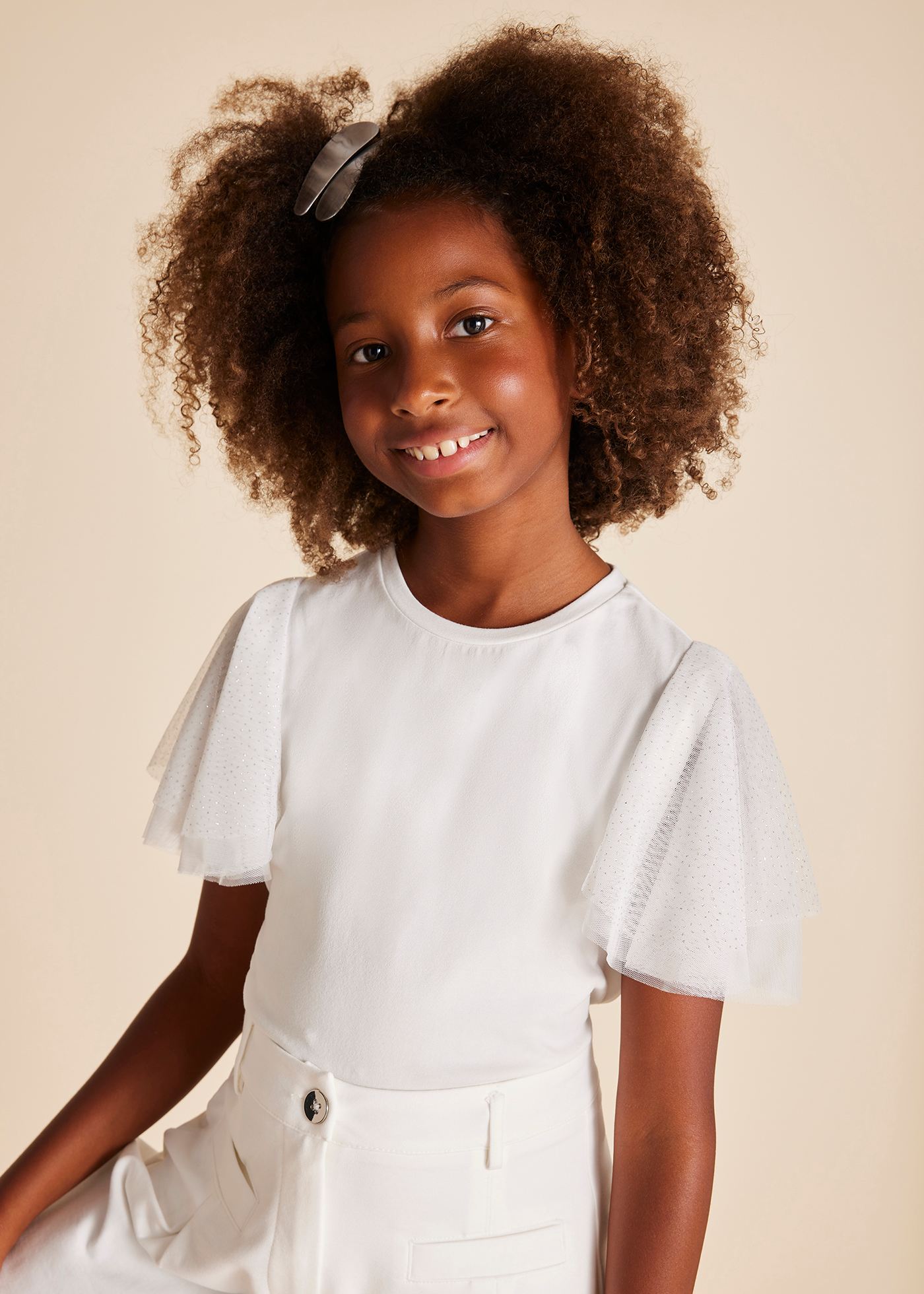 Girl T-Shirt with Tulle Ruffles