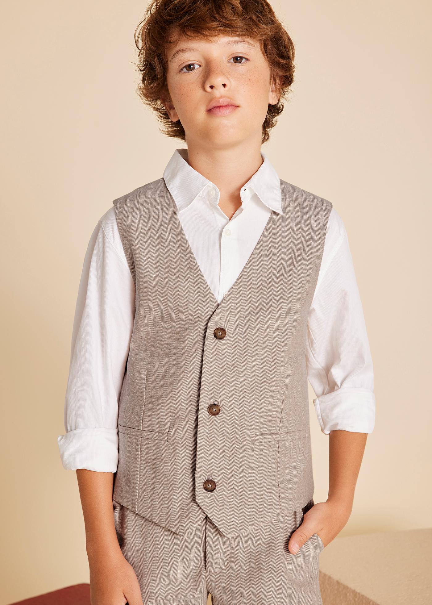 Boy Linen Suit Vest