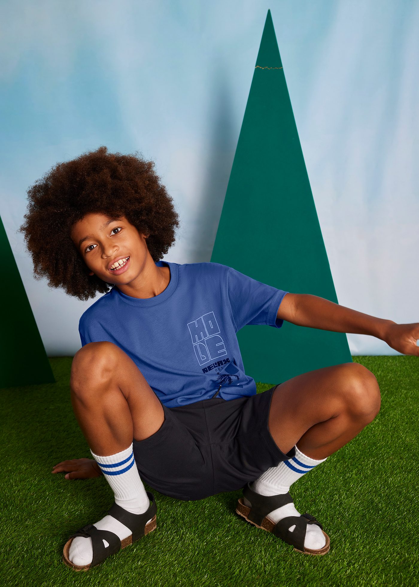 Conjunto bermuda e t-shirt palmeira rapaz