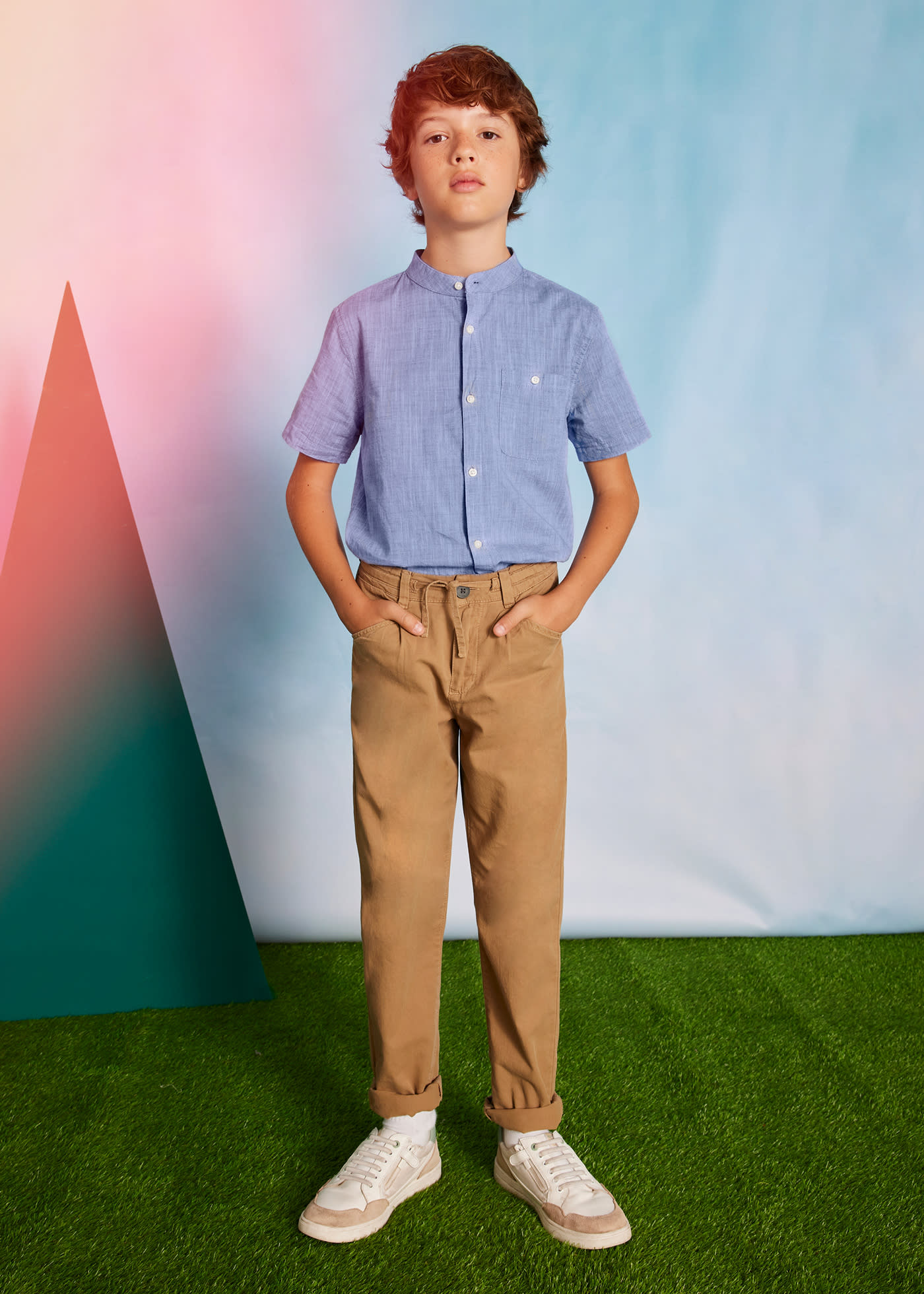 Boy Mandarin Collar Shirt