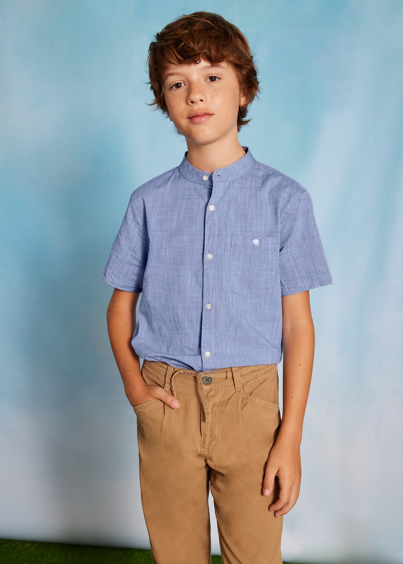 Boy Mandarin Collar Shirt