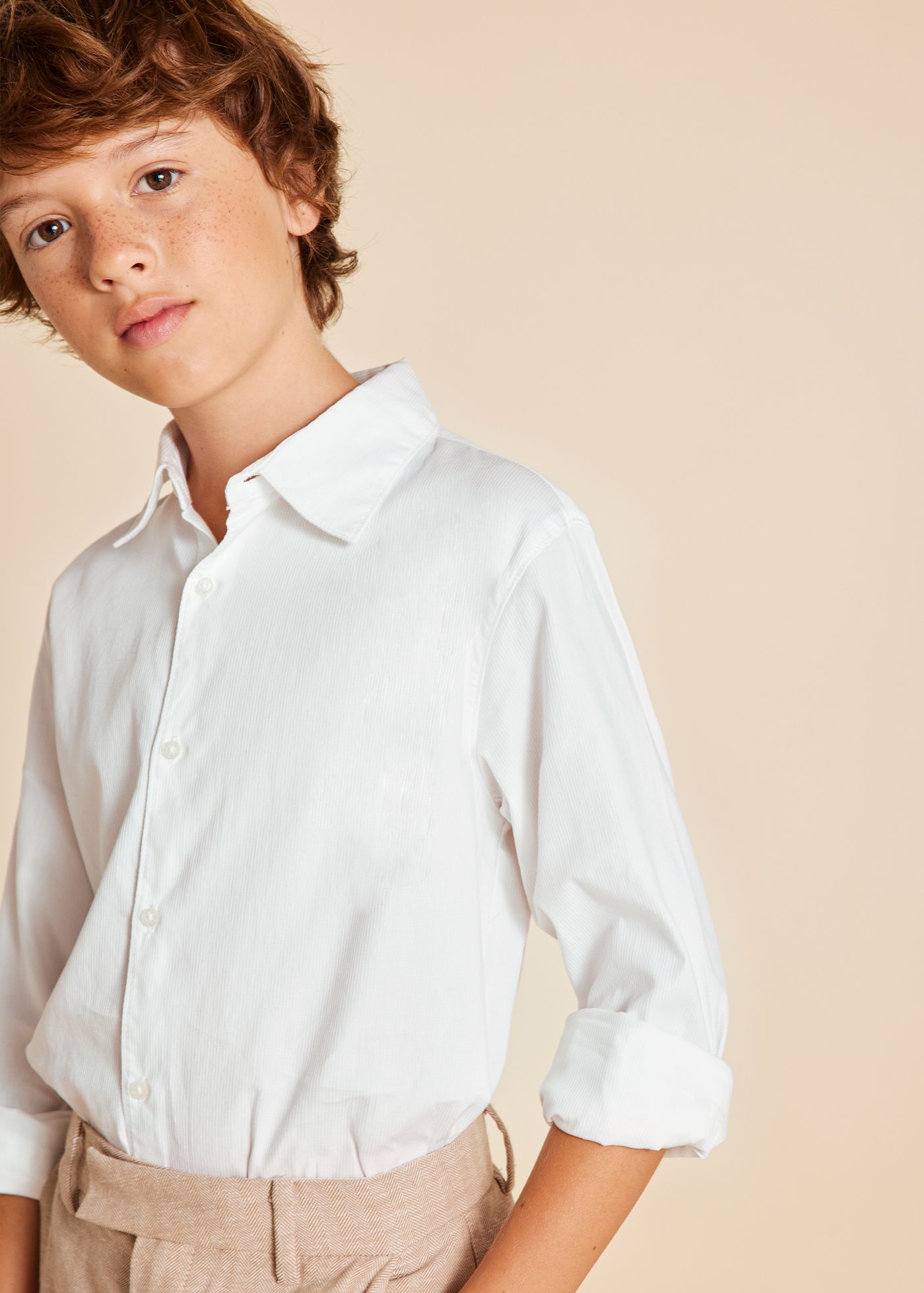 Boy Long Sleeve Micro Print Shirt