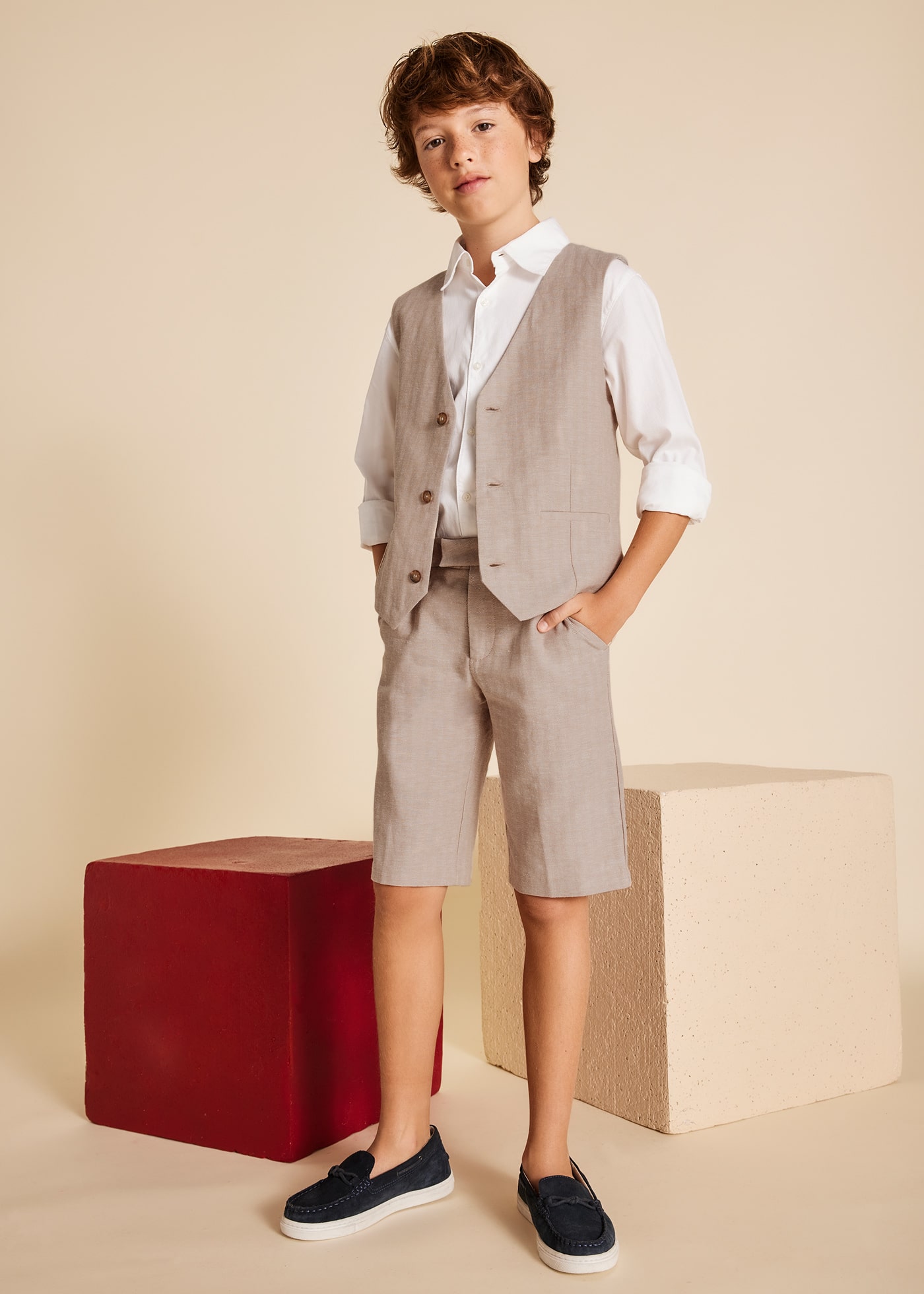 Boy Linen Suit Vest