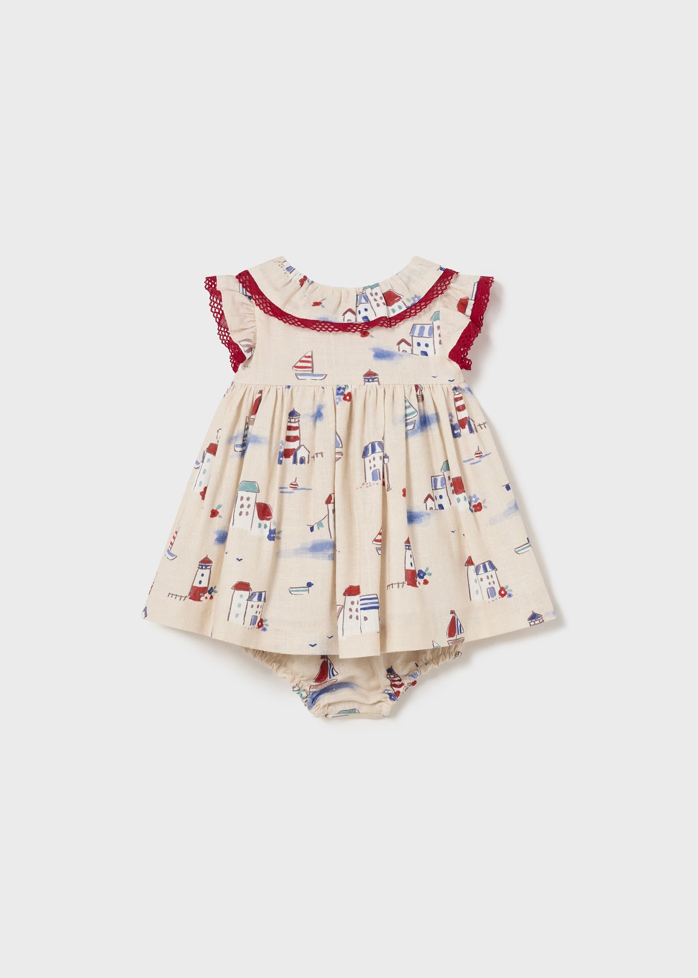 Vestido con cubrepañal estampado lino recién nacido