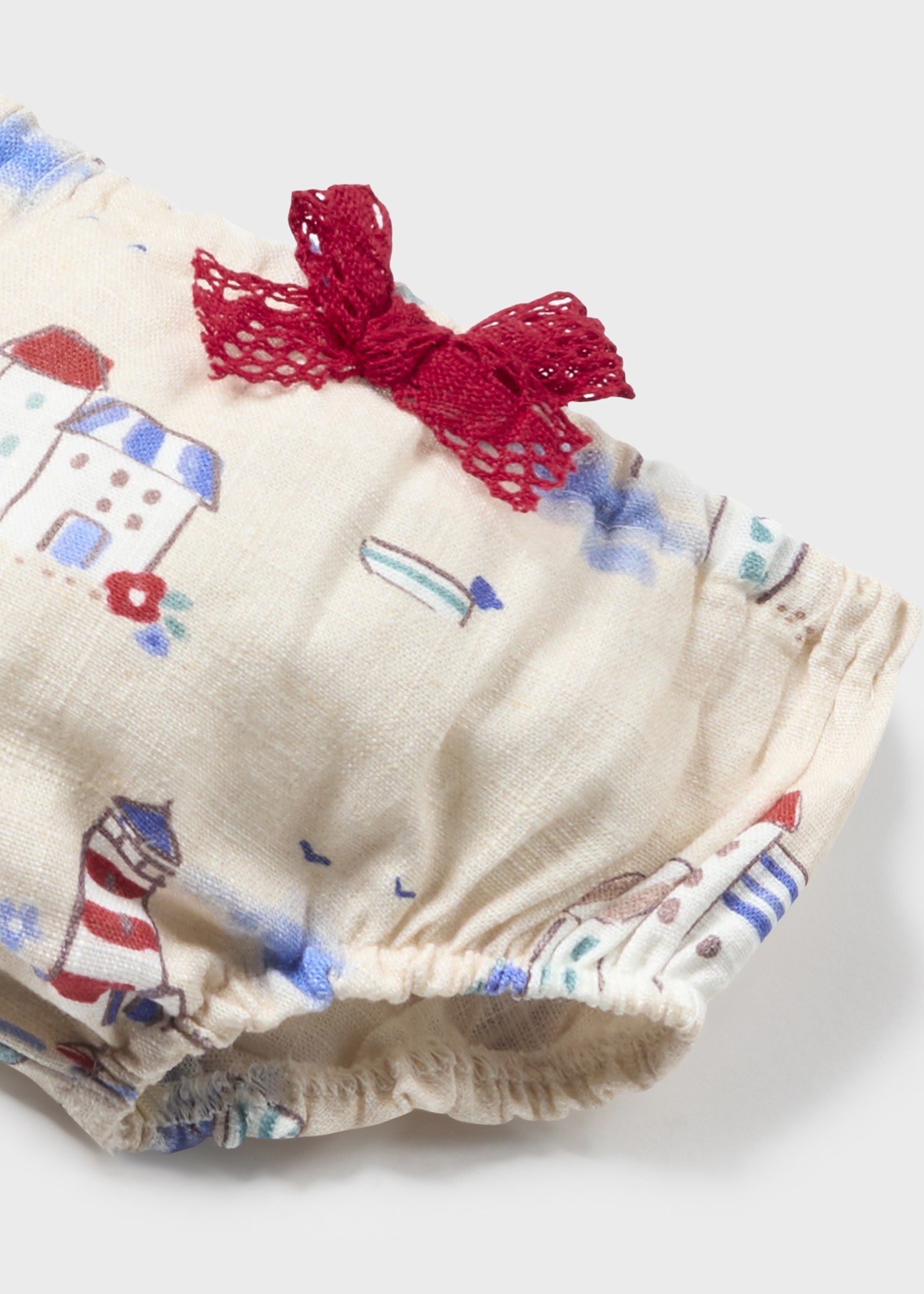 Newborn printed linen dress and bloomer set