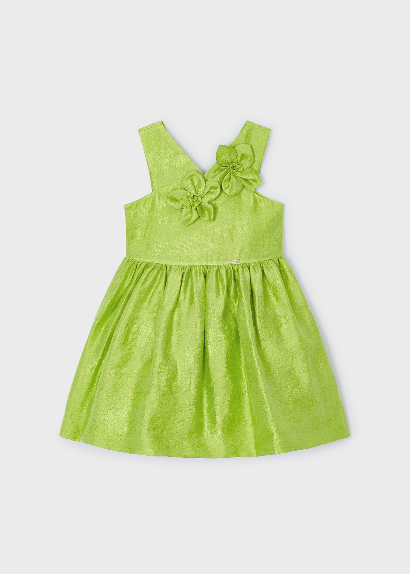 Vestido flores relevo linho menina
