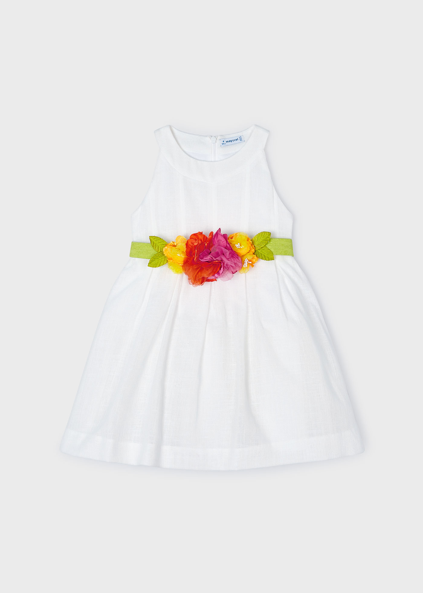 Vestido com cinto floral menina