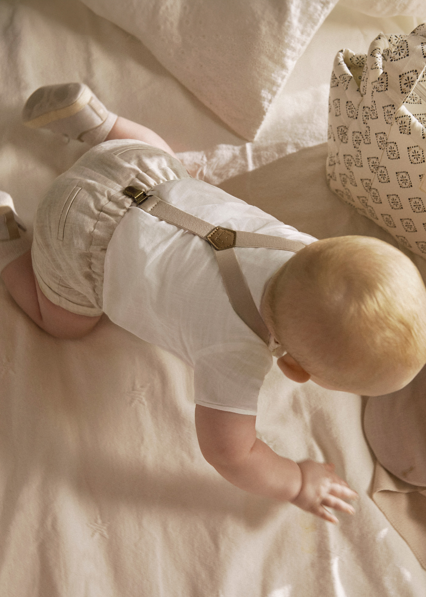 Newborn boy shorts with braces and shirt set