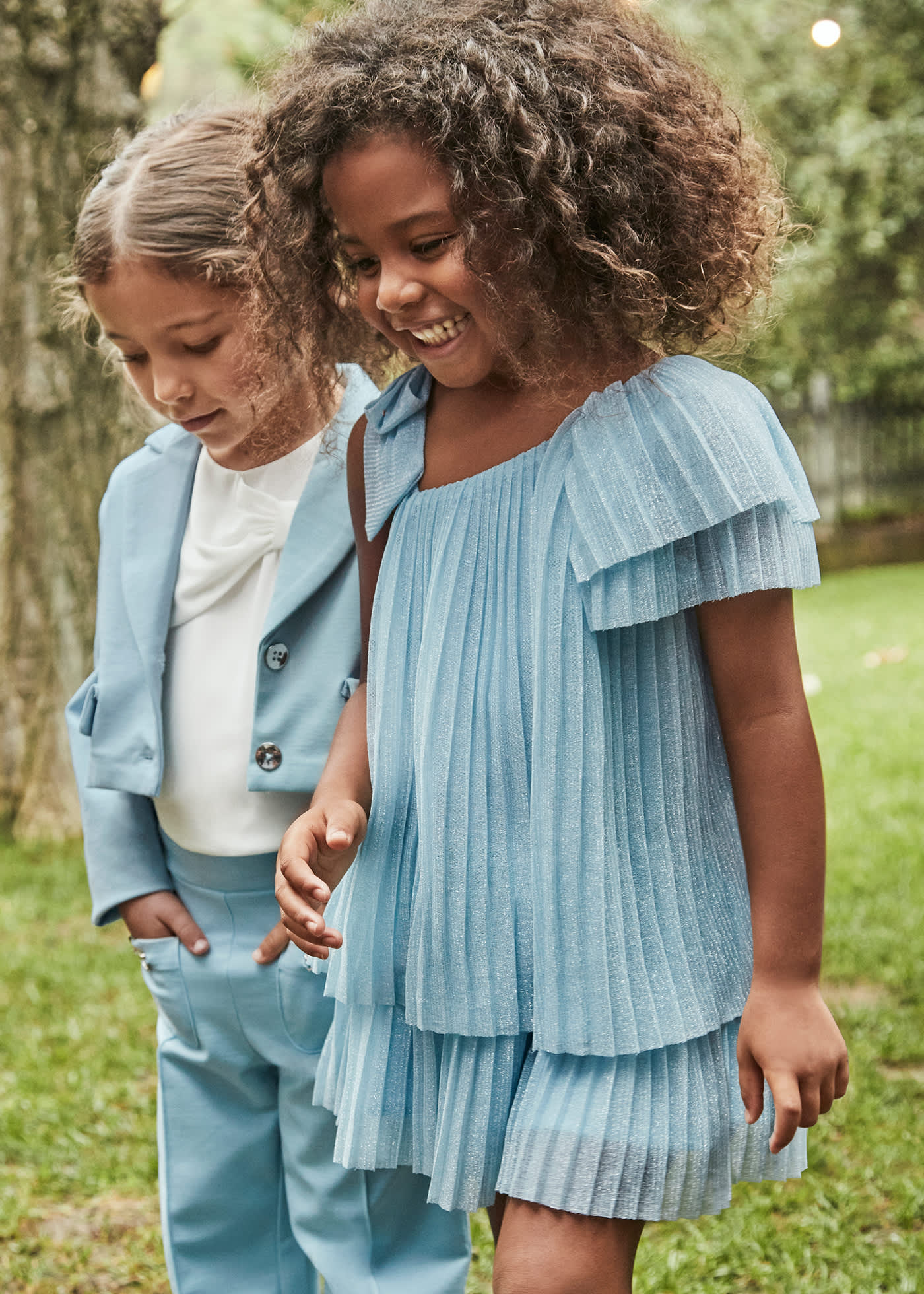 Vestido asimétrico plisado niña