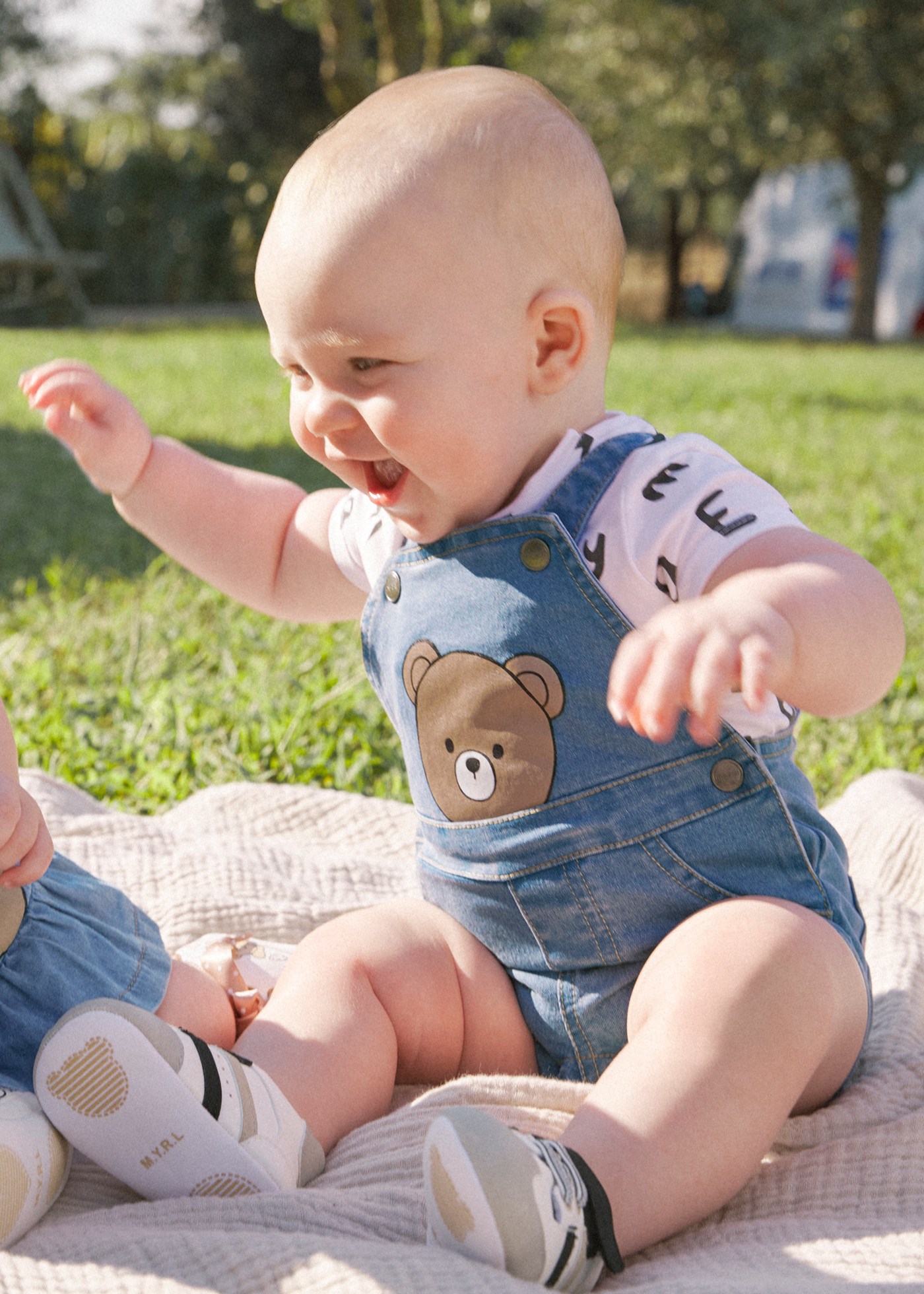 Newborn boy dungarees and t-shirt set