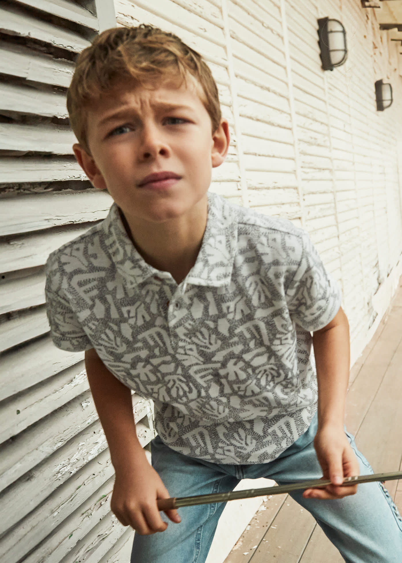 Boy print polo shirt