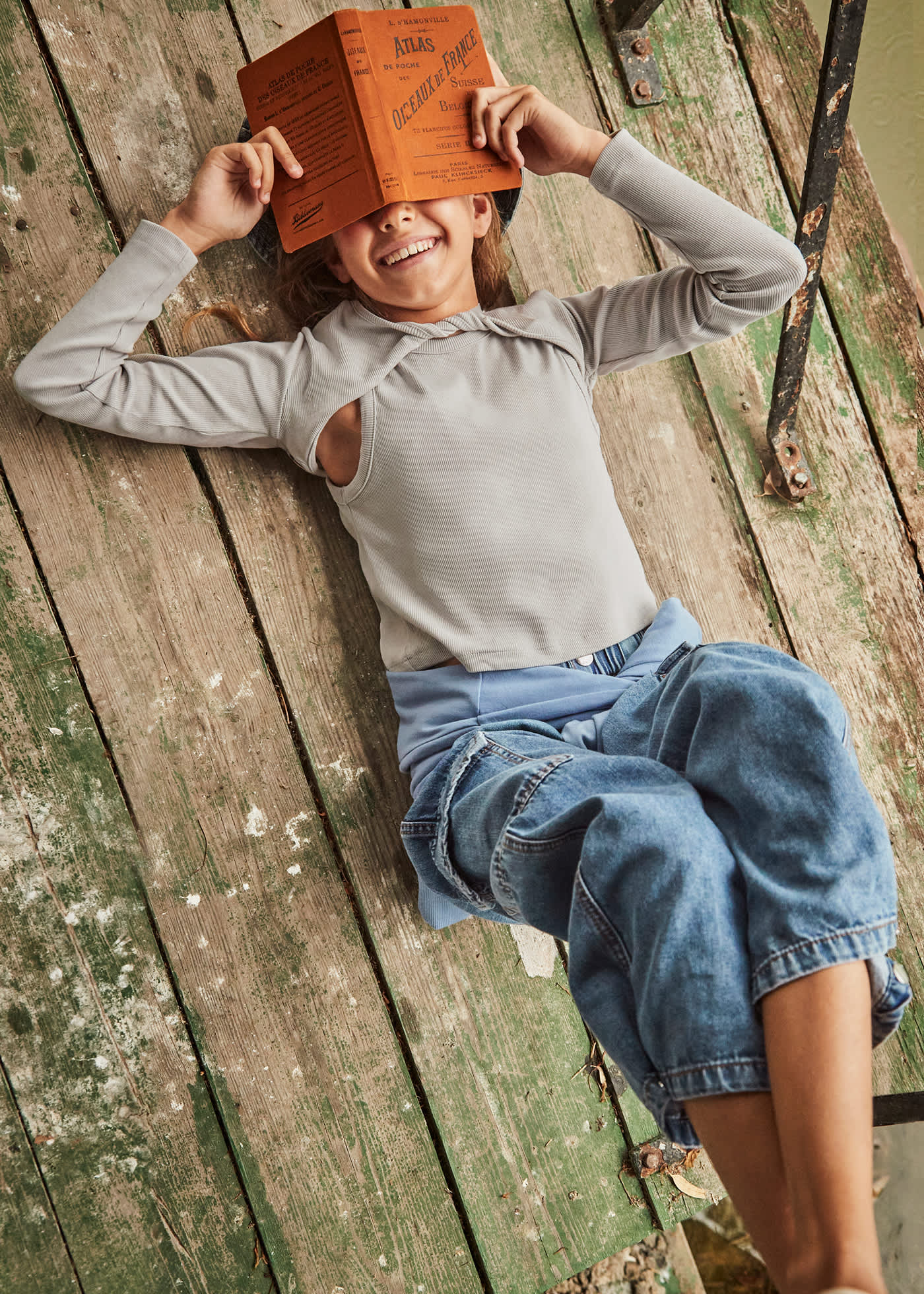 Girl ribbed top with cardigan