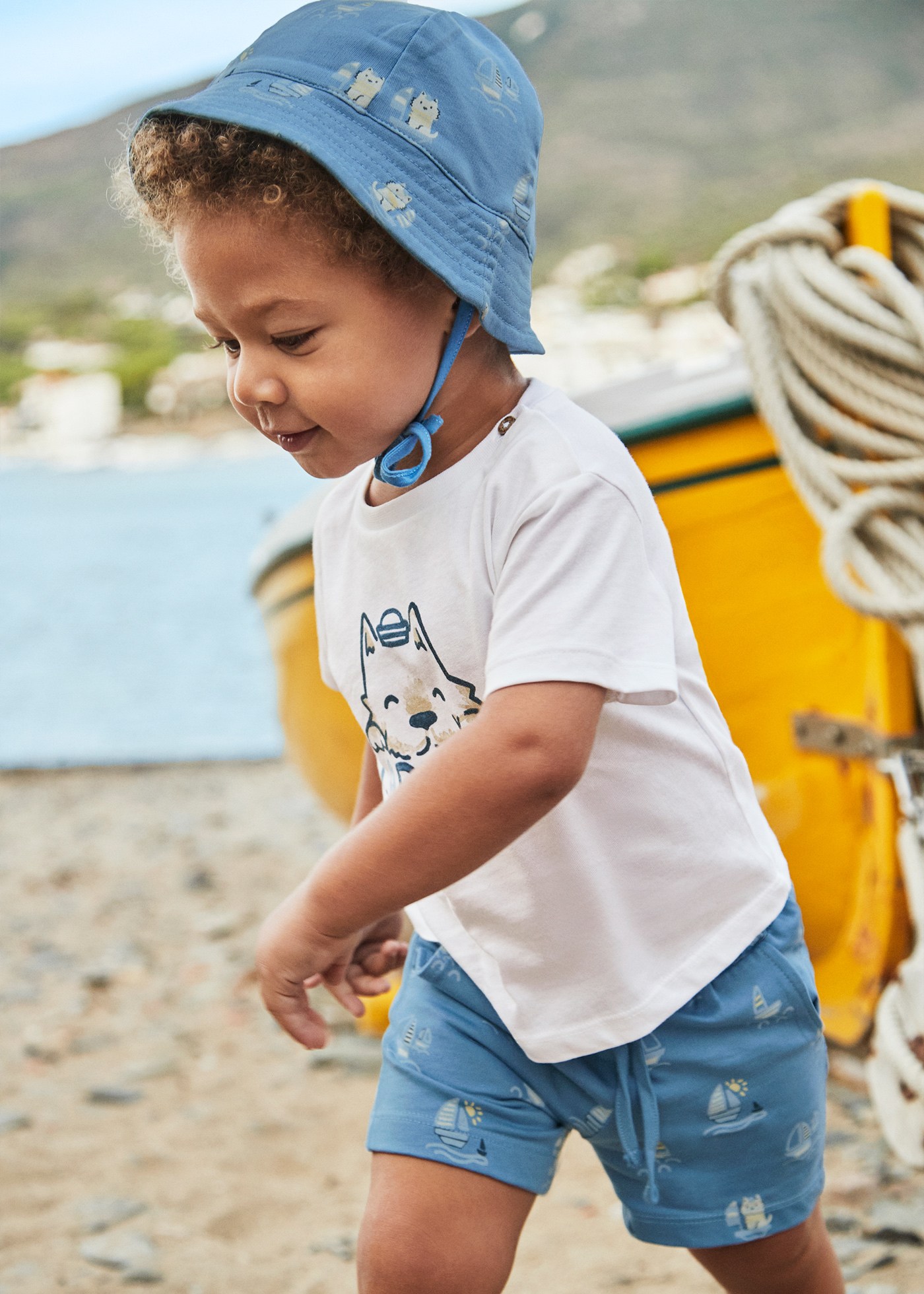 Conjunto 3 peças com chapéu estampado bebé