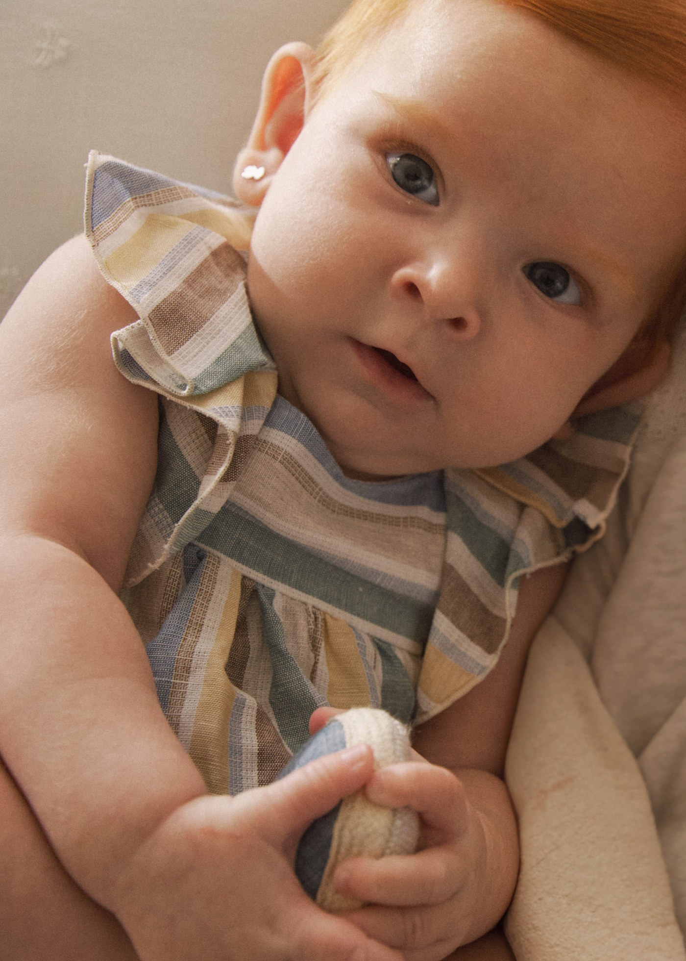 Newborn Striped Linen Dress with Bloomers