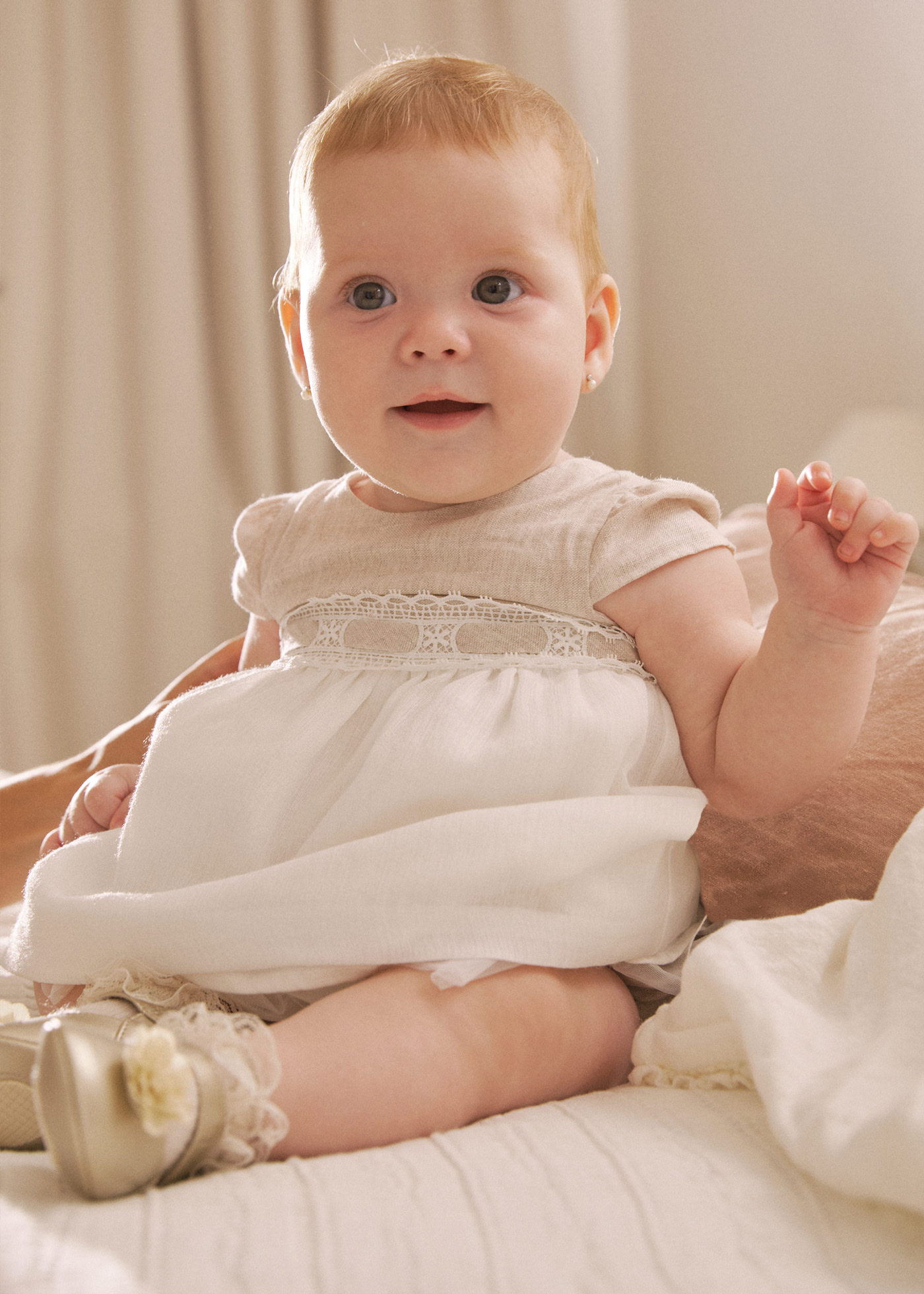 Newborn girl combined dress with nappy cover