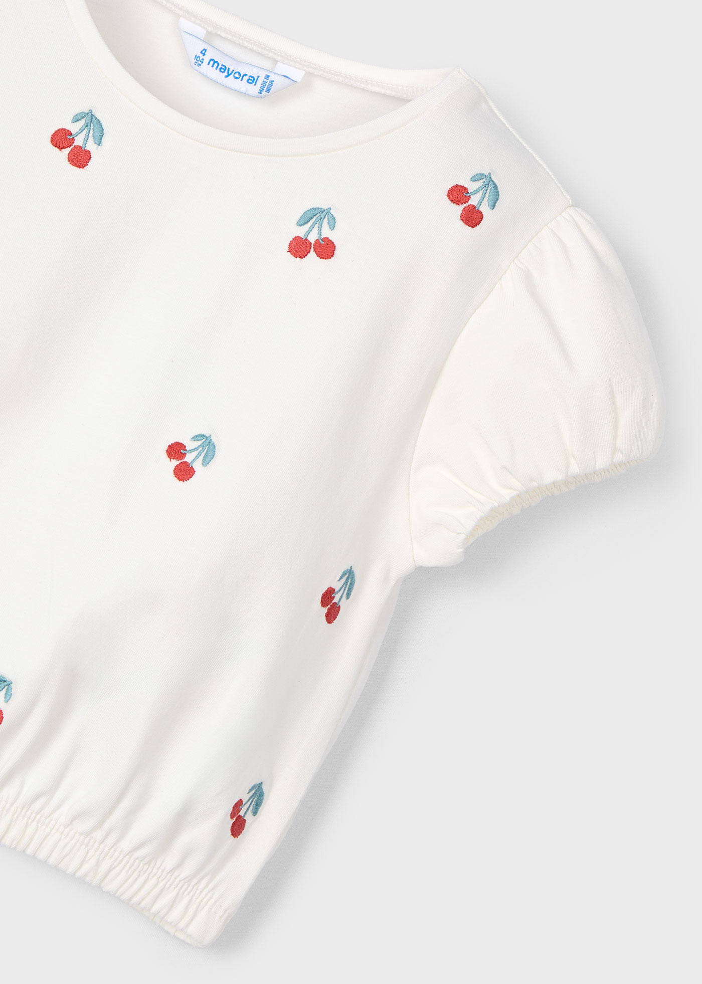 Camiseta cerezas bordadas niña