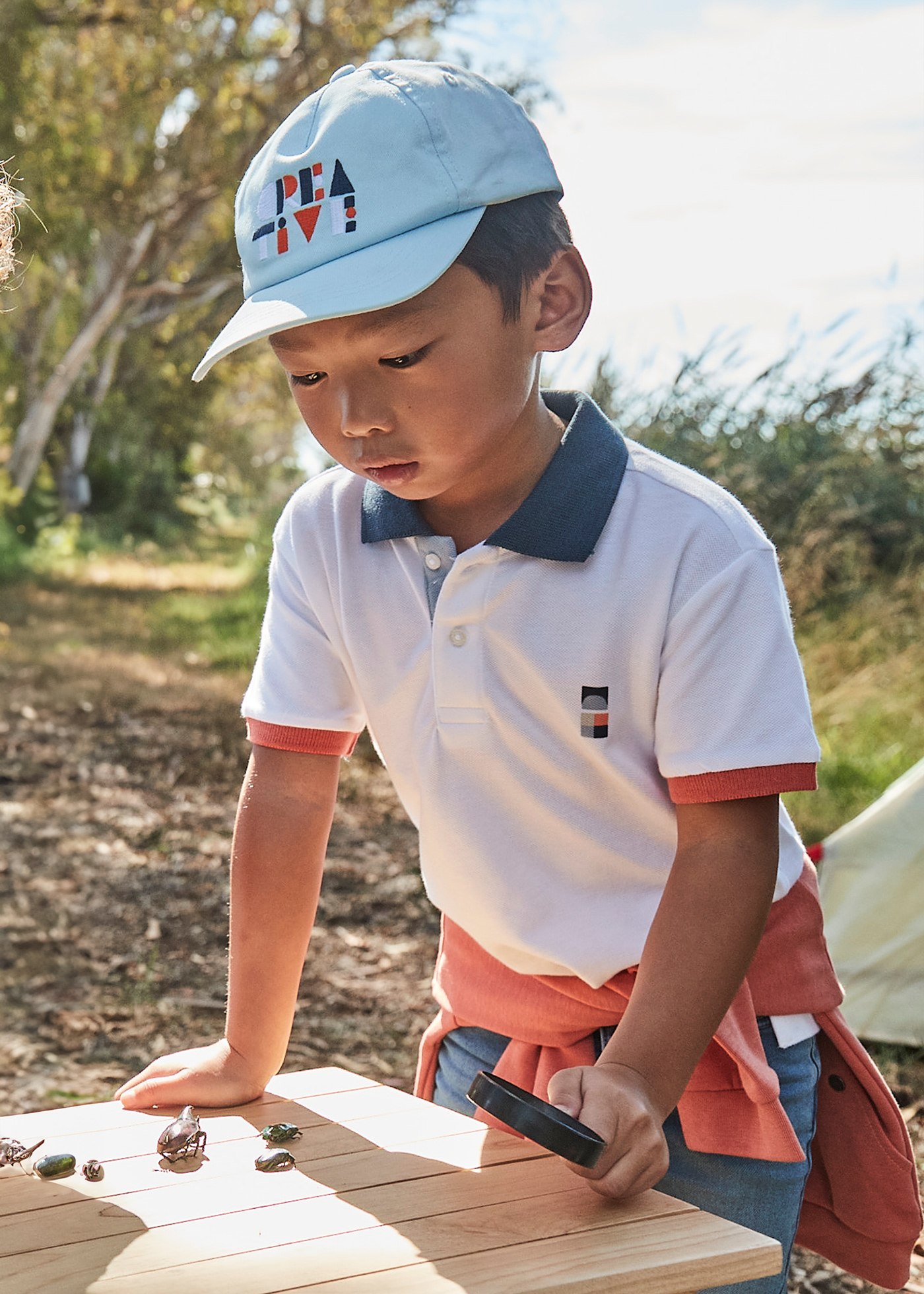 Boy back graphic print polo shirt