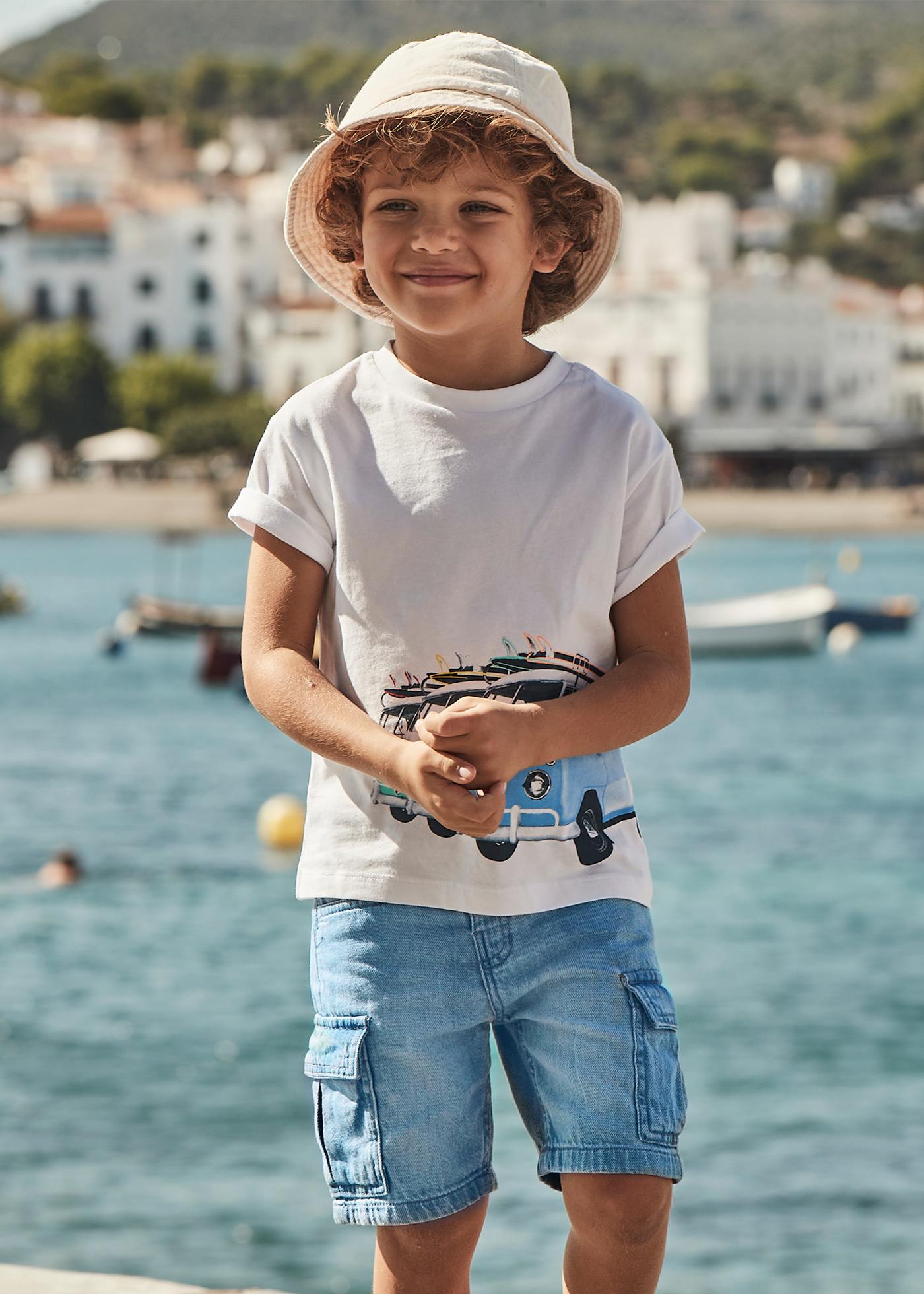 Boy denim cargo shorts