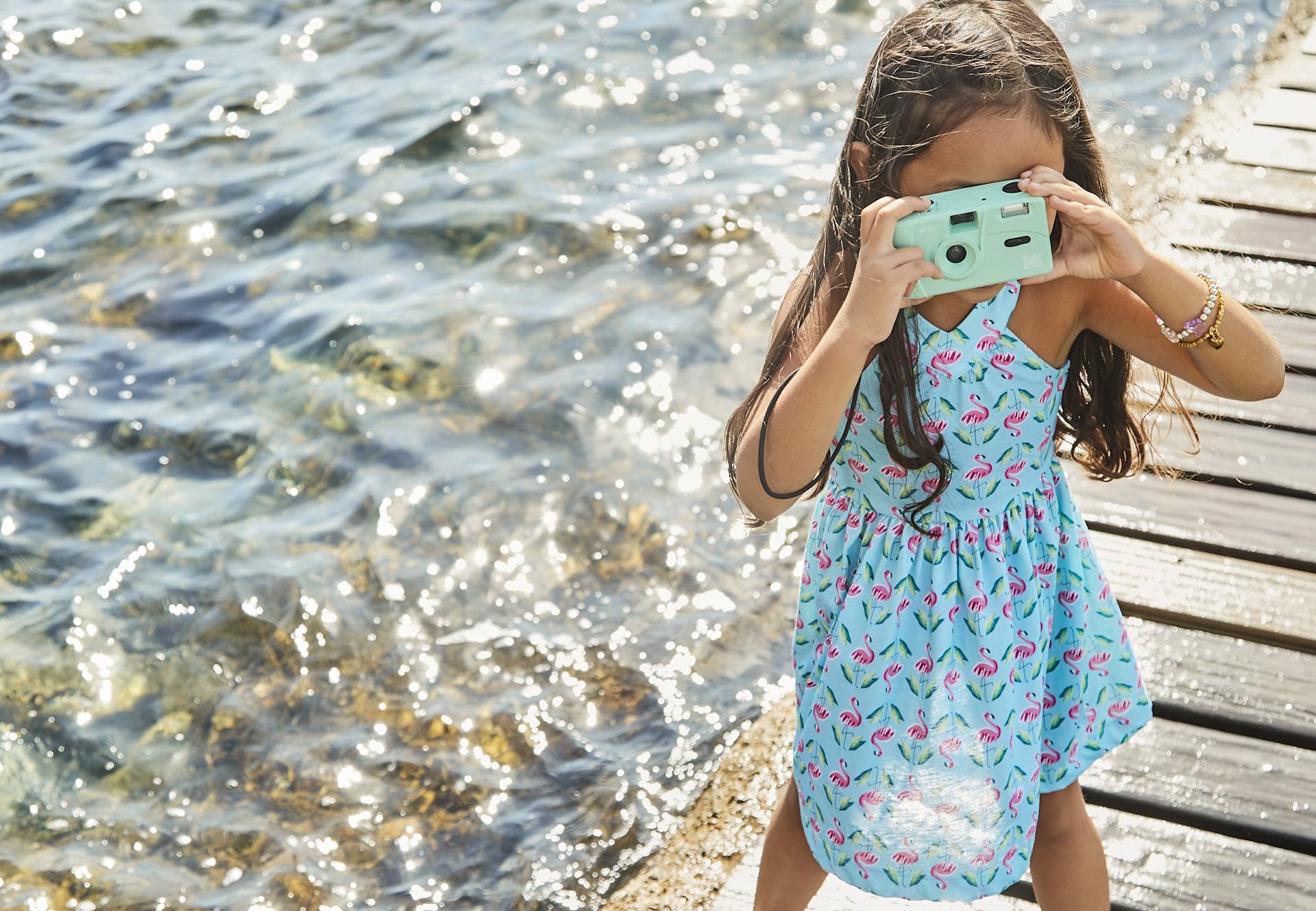 Vestito stampato spalle intrecciate bambina