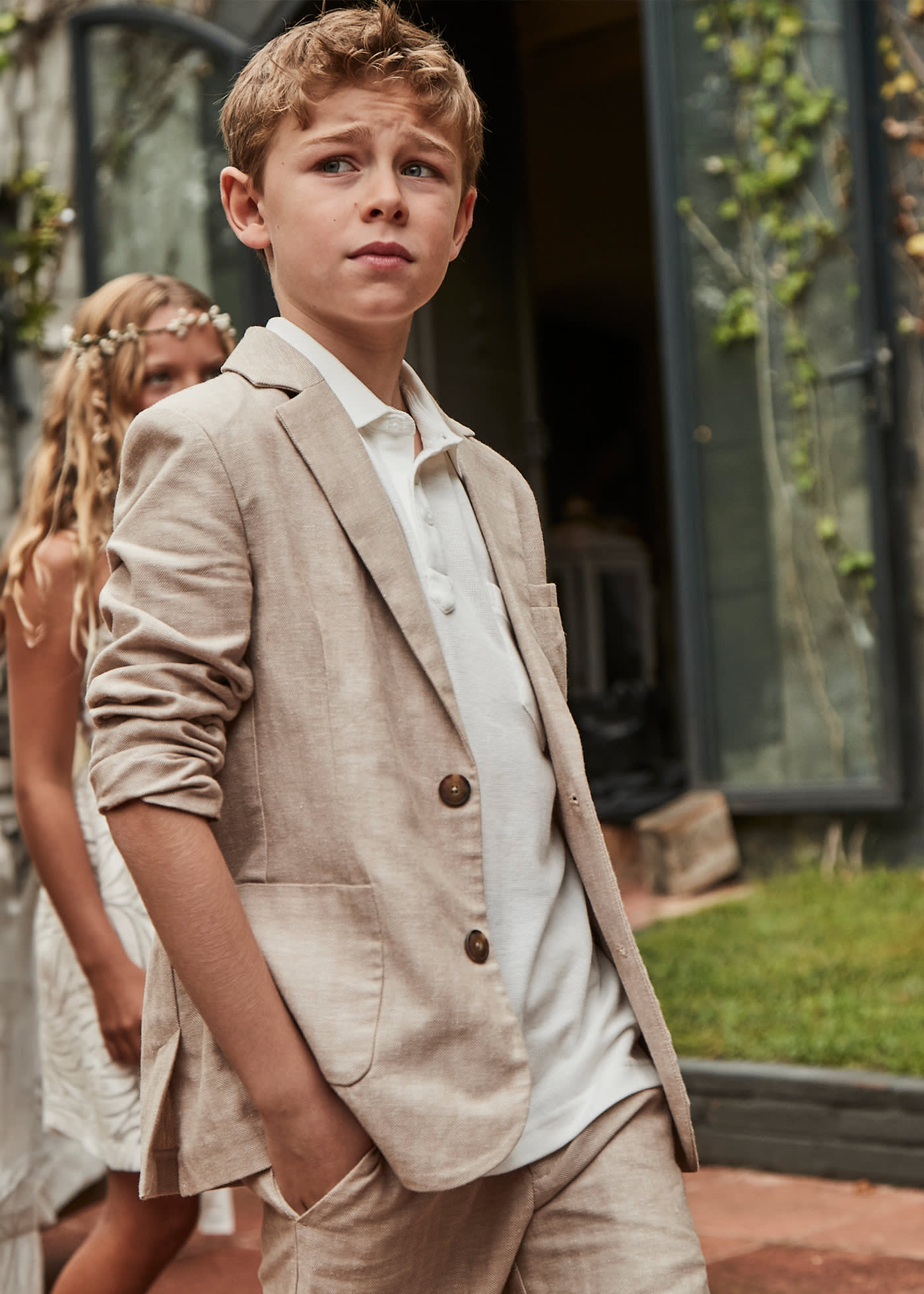 Blazer elegante com linho rapaz