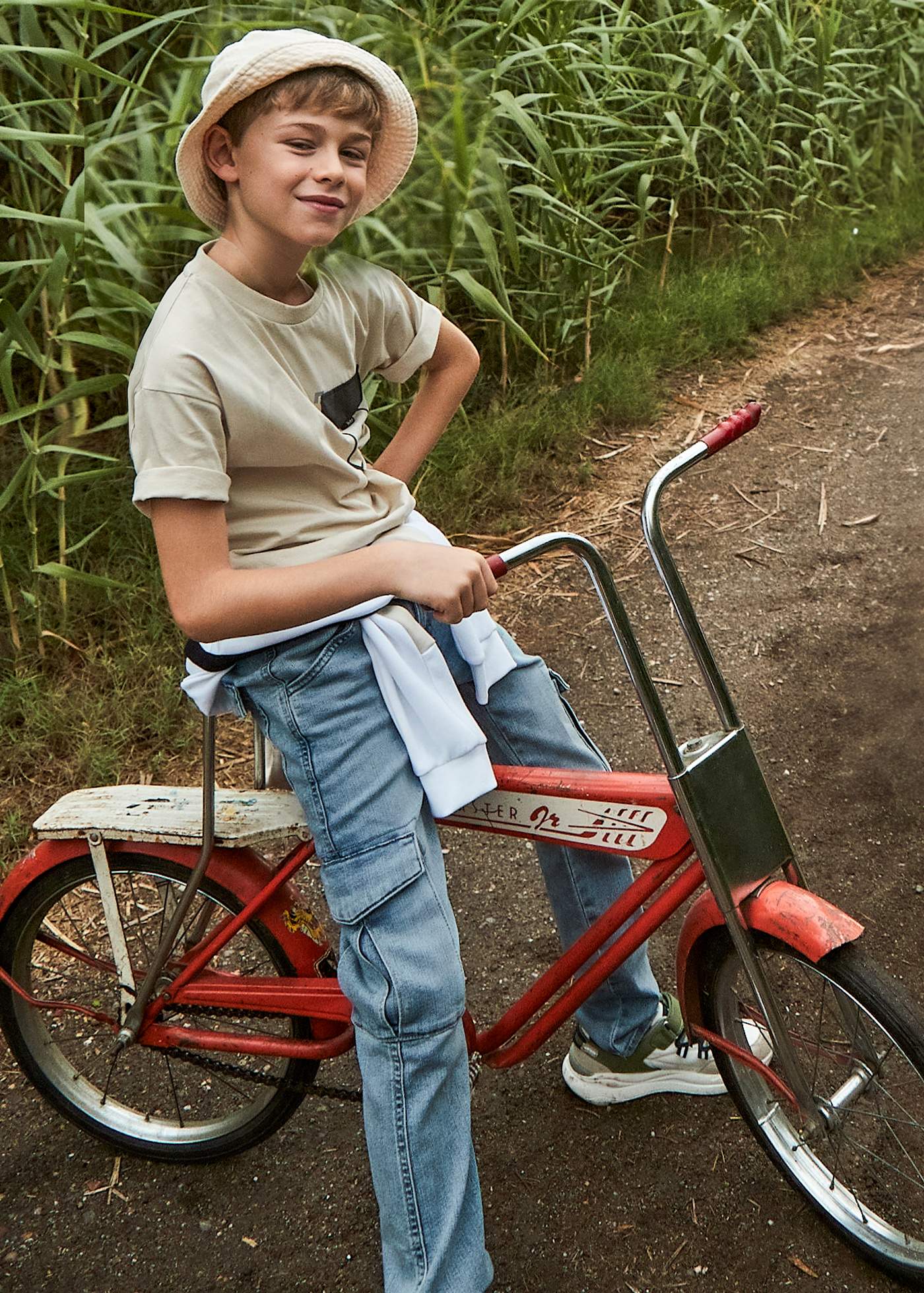 Boy denim cargo trousers