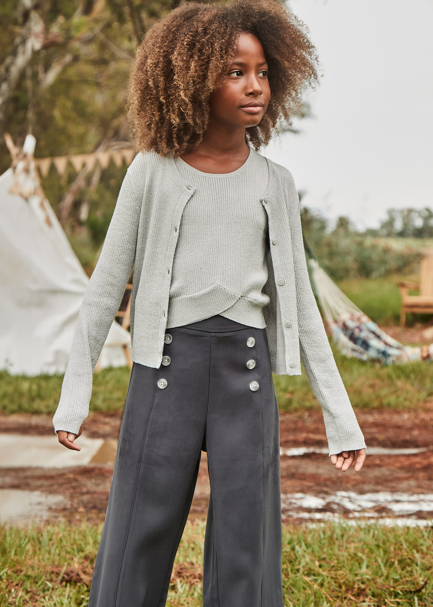 Girl button detail trousers