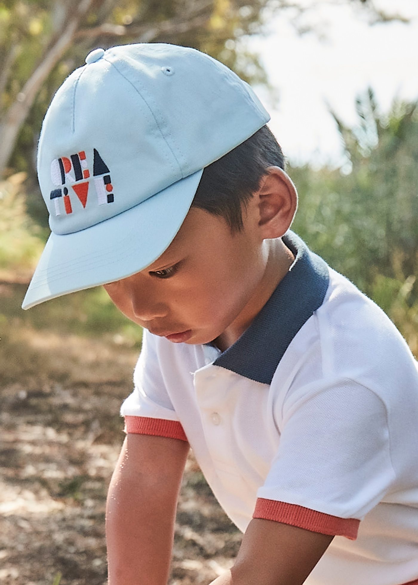 Boy embroidered text cap