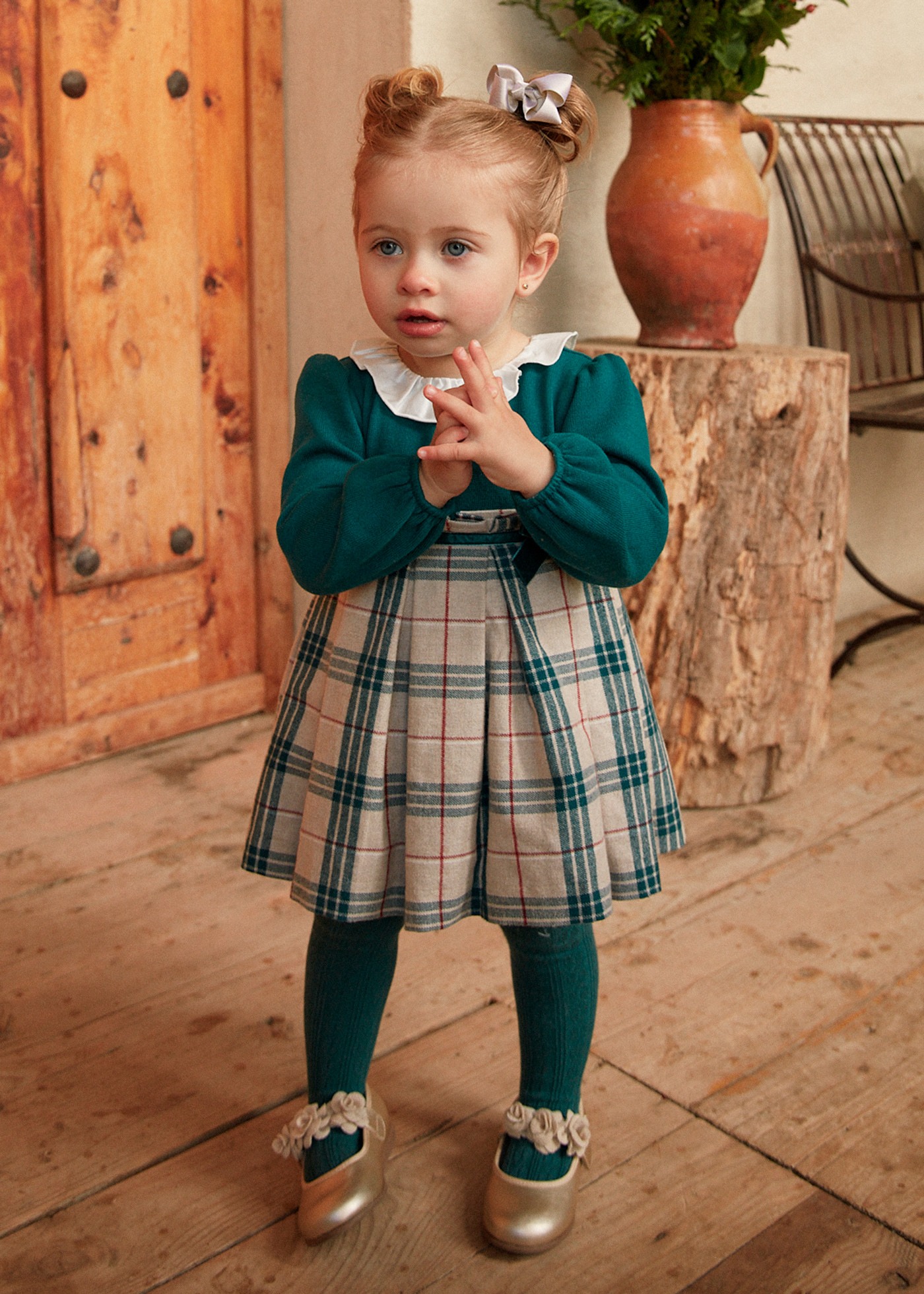 Vestido combinado cuadros bebé