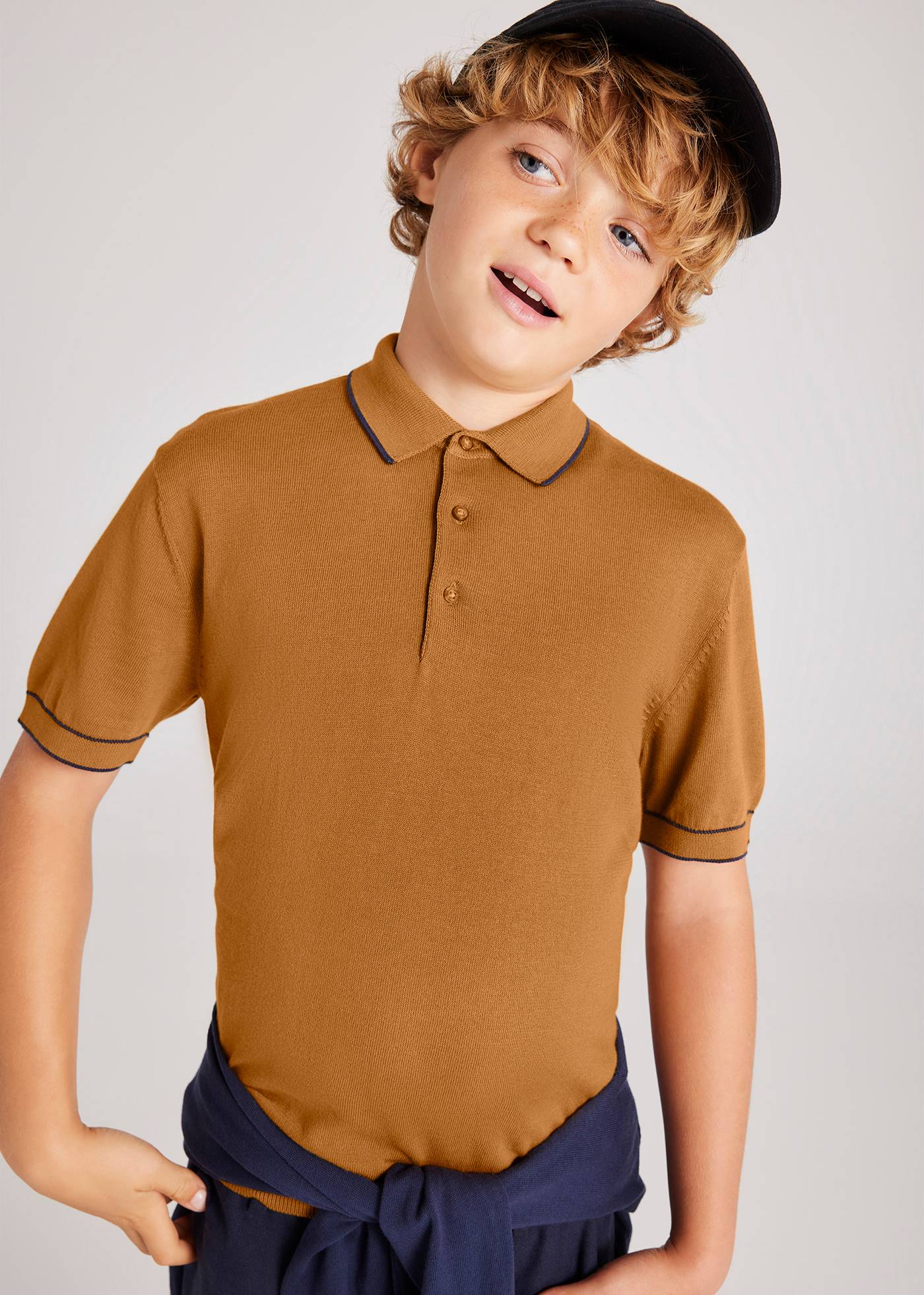 Polo tricô contrastes rapaz