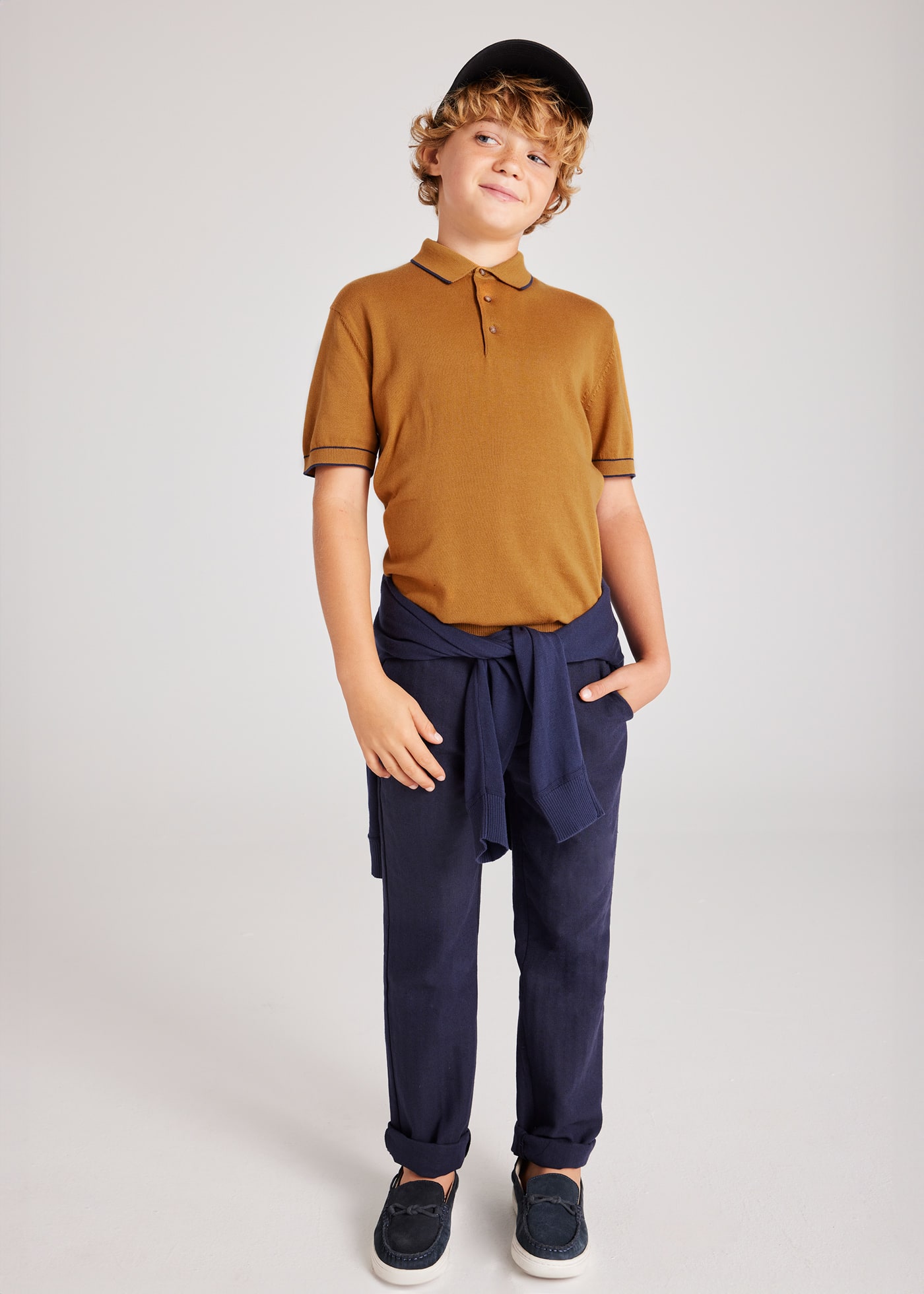 Polo tricot contraste baiat