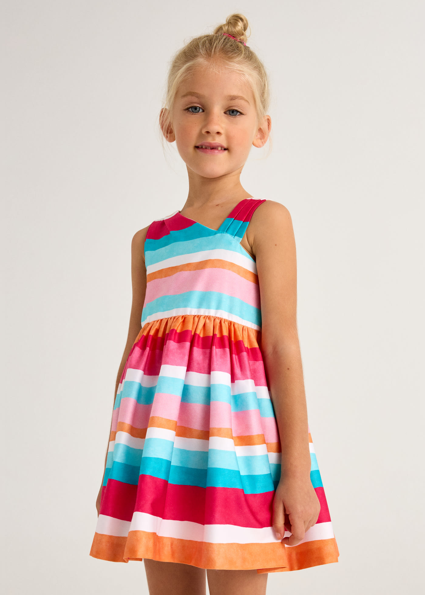 Girl Asymmetric Striped Dress