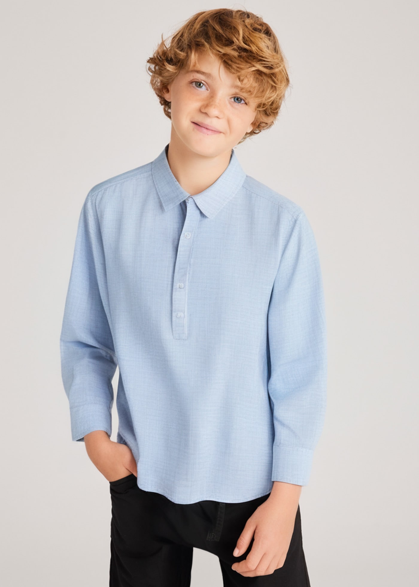 Camicia modello polo manica lunga ragazzo
