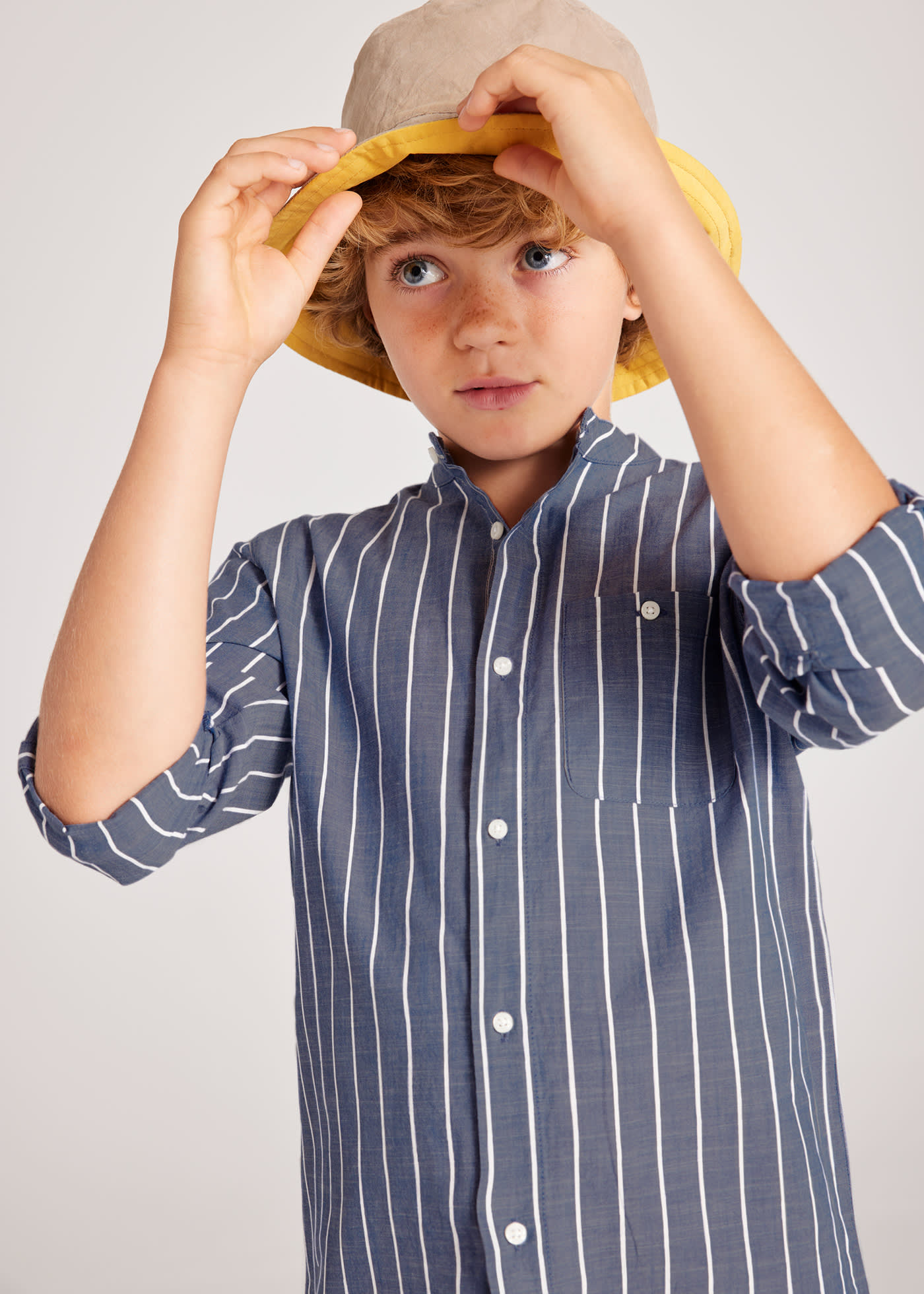 Camicia manica lunga colletto coreana ragazzo