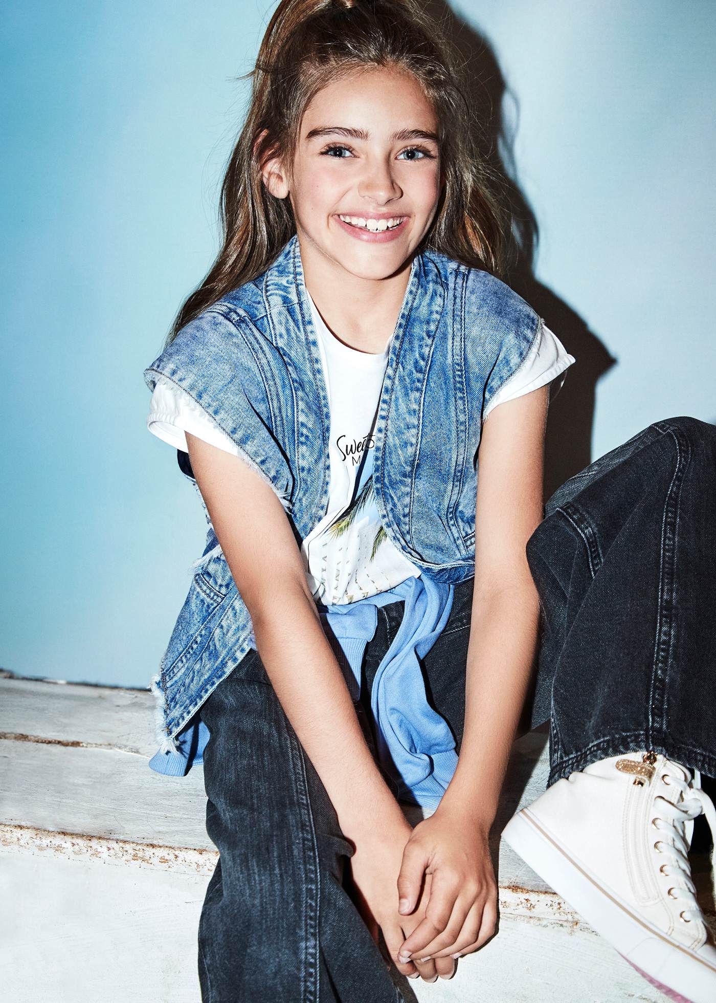 Girl denim waistcoat